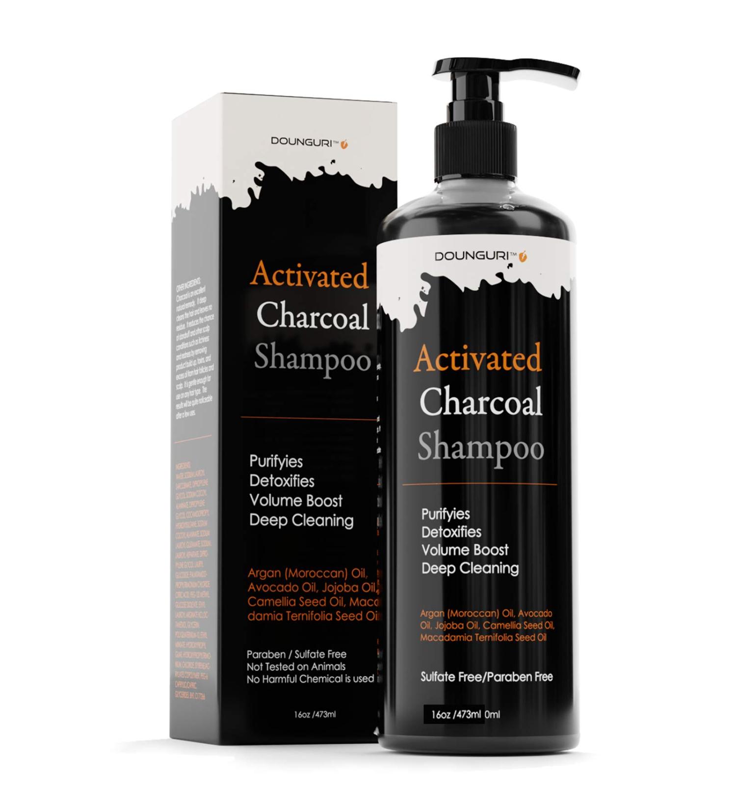Sulfate Free Activated Charcoal Shampoo - Detox Clarify & Volumize with Organic Argan & Avocado 16oz International Shipping - Buy Online on GoSupps.com