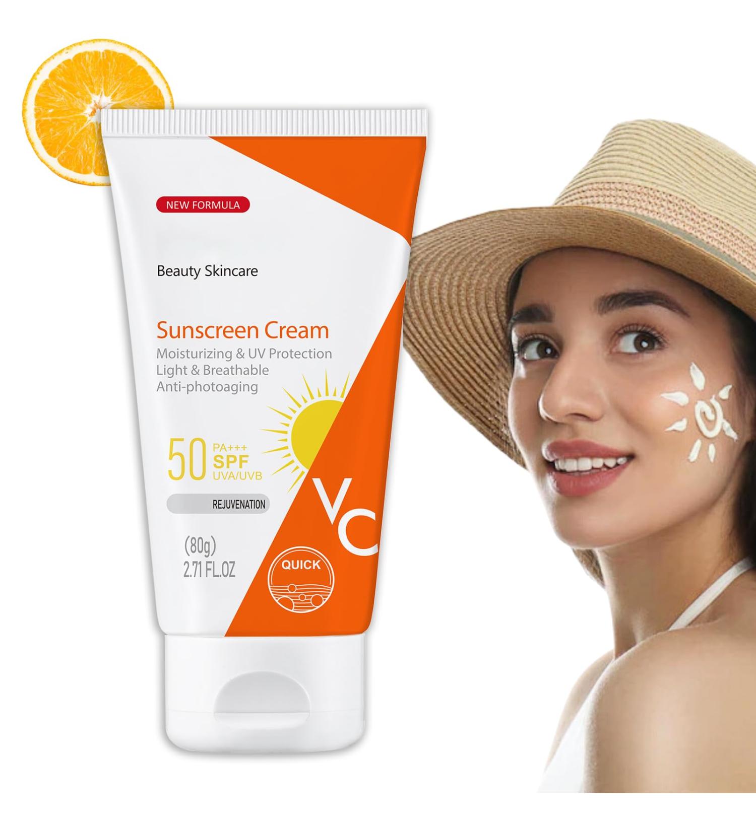 Buy Vitamin C Sunscreen SPF 50 - Moisturizing Face & Body Lotion with Niacinamide | Water & Sweat Resistant Protection - Buy Online on GoSupps.com