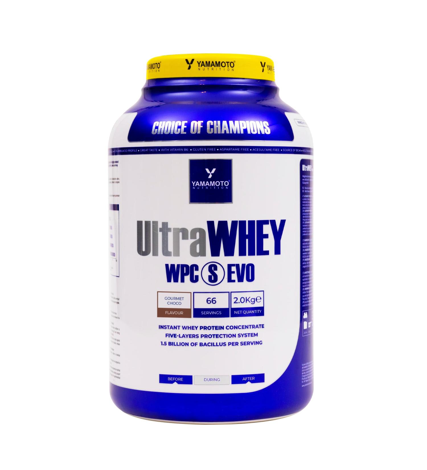 YAMAMOTO NUTRITION Ultra Whey WPC S EVO 2 kg Concentr de Prot ines de Lactos rum et Spores de Bacillus Compl ment Alimentaire Prise de Masse Musculaire Go t Chocolat Chocolat 2000 g