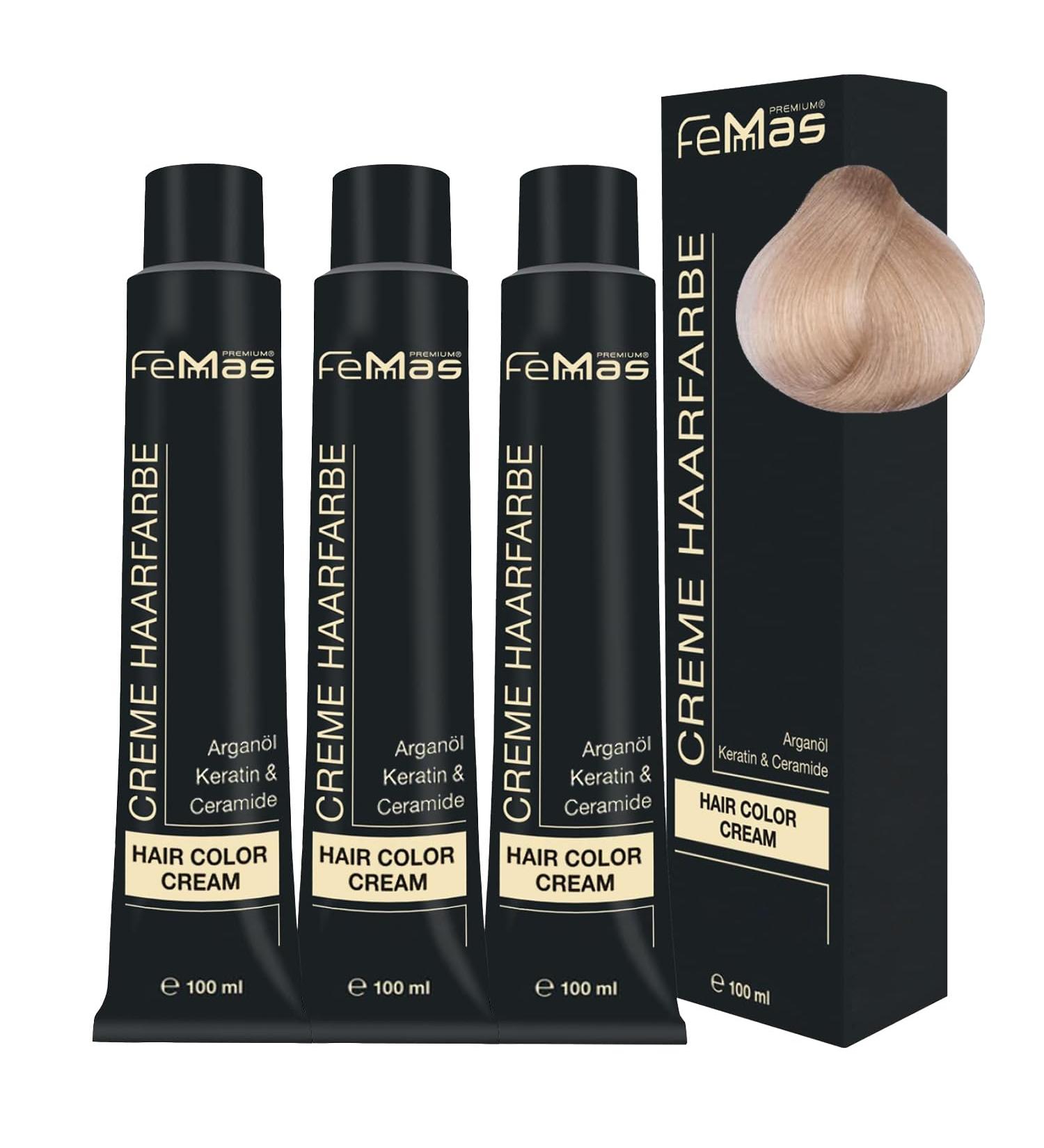 Femmas Professional Hair Color 10.3 - Light Light Blonde Cream with Argan Oil & Keratin | Permanent Hair Tint for Vibrant Long-Lasting Results - 100 ml - Buy Online on GoSupps.com