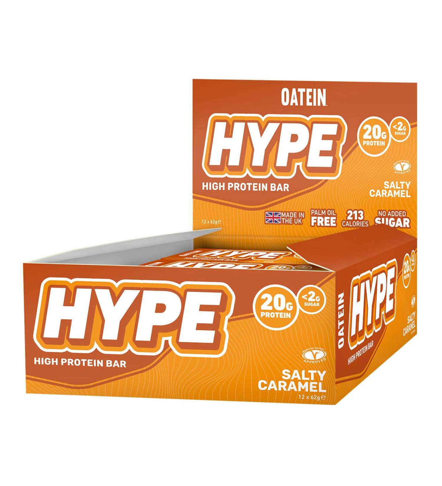 OATEIN New Hype Salty Caramel - Box of 12 - Vegetarian Protein Bar Snack