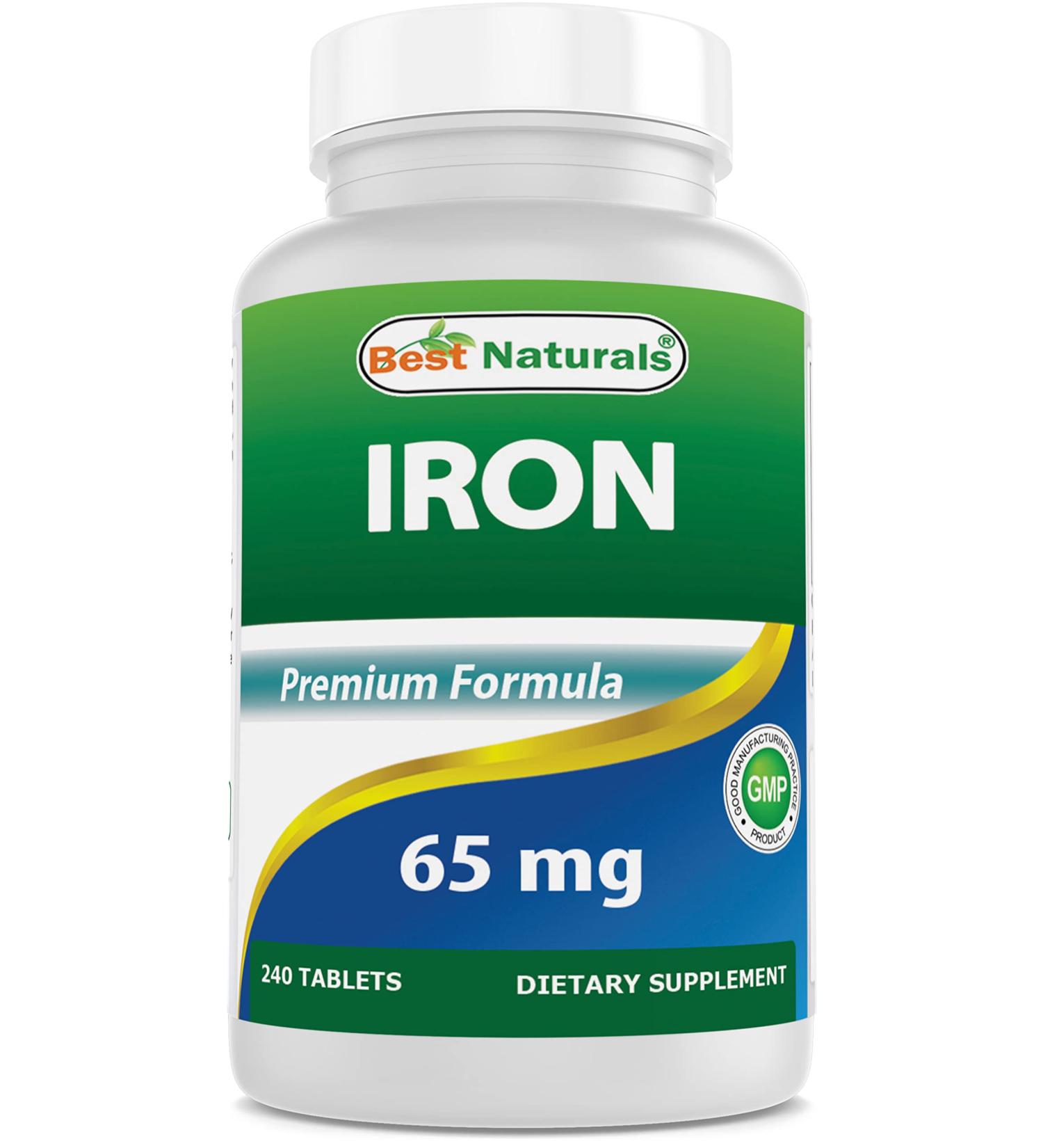 Best Naturals Iron Supplement 65mg - 240 Tablets | Non-GMO & Gluten Free - Buy Online on GoSupps.com