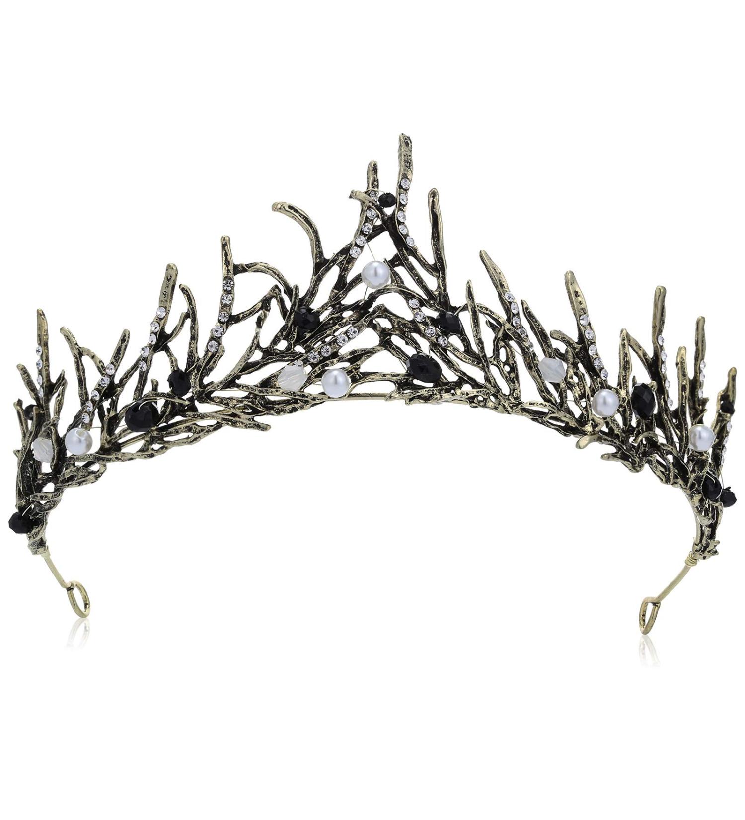 Crystal Crown Tiara for Women - Vintage Queen Princess Headpiece with Pearl - Bridal Hair Accessories for Christmas, Halloween, Birthday, Wedding, Prom, Pageant - Bronze - Buy Online on GoSupps.com