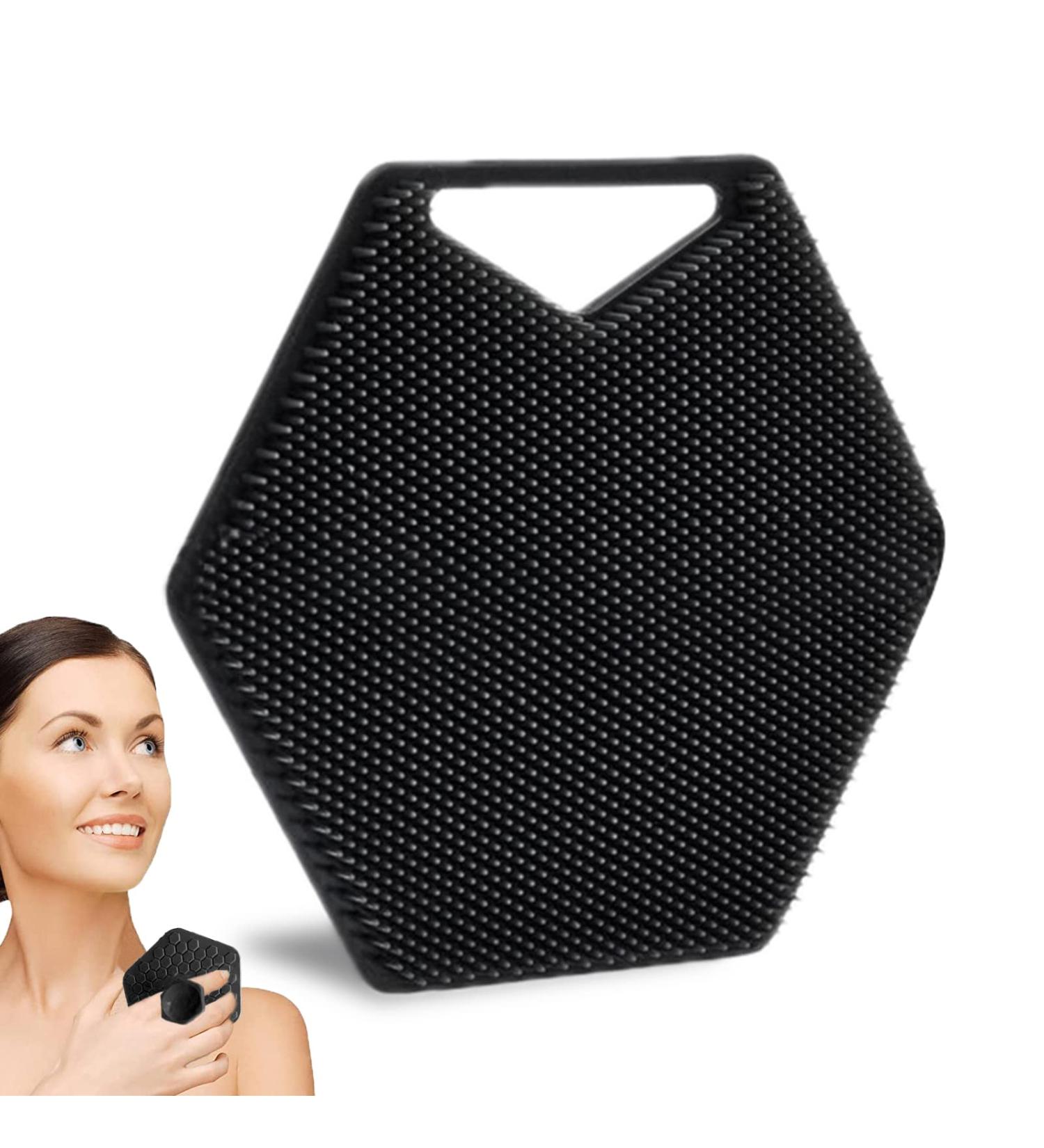 Silicone Exfoliating Body Scrubber with Storage Hooks - No-Slip Handle - Bath Accessories - Black - Buy Online on GoSupps.com