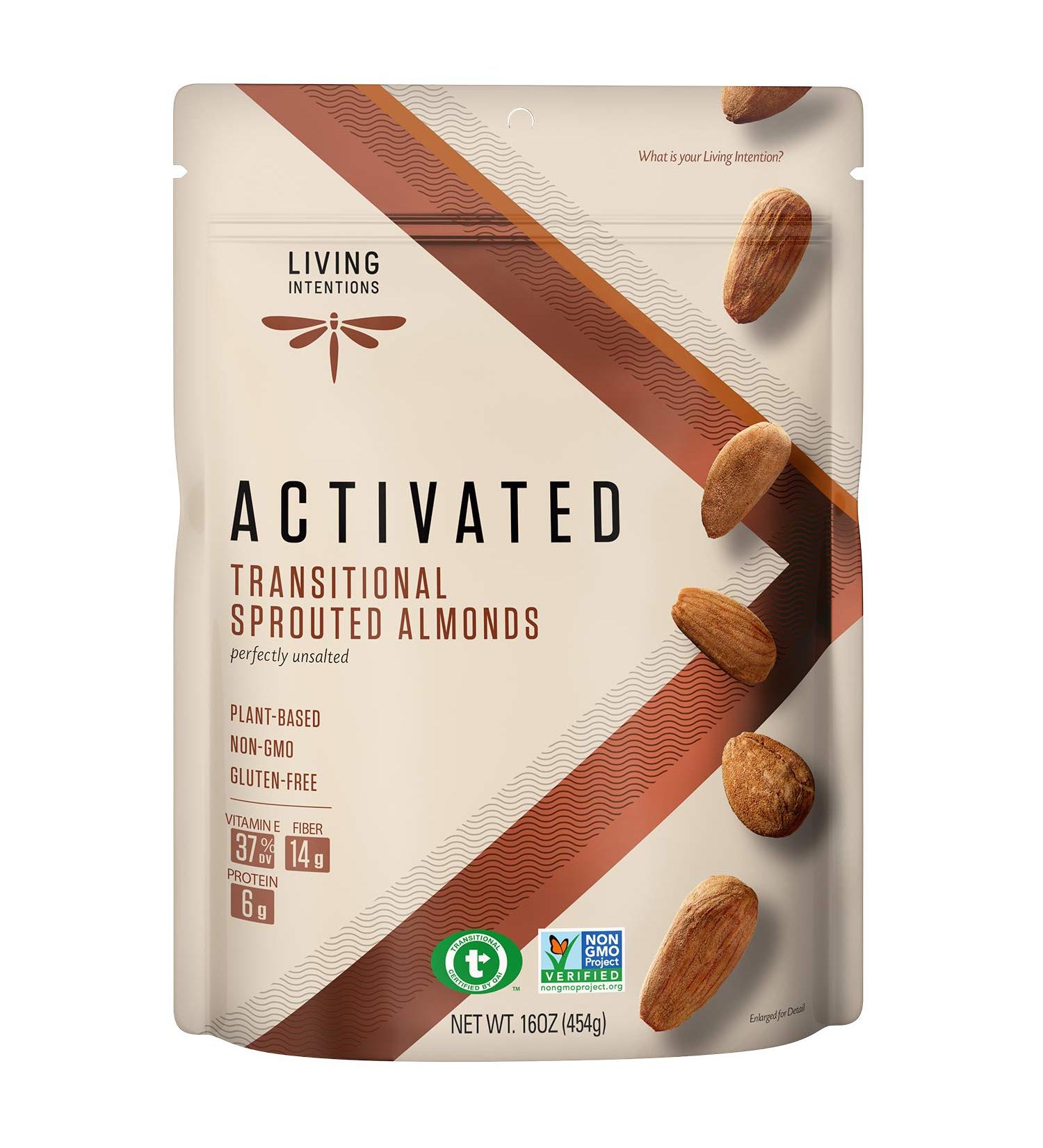 Living Intentions Sprouted Transitional Almonds, Nongmo, Gluten Free, Vegan, Paleo, Kosher,16 Oz