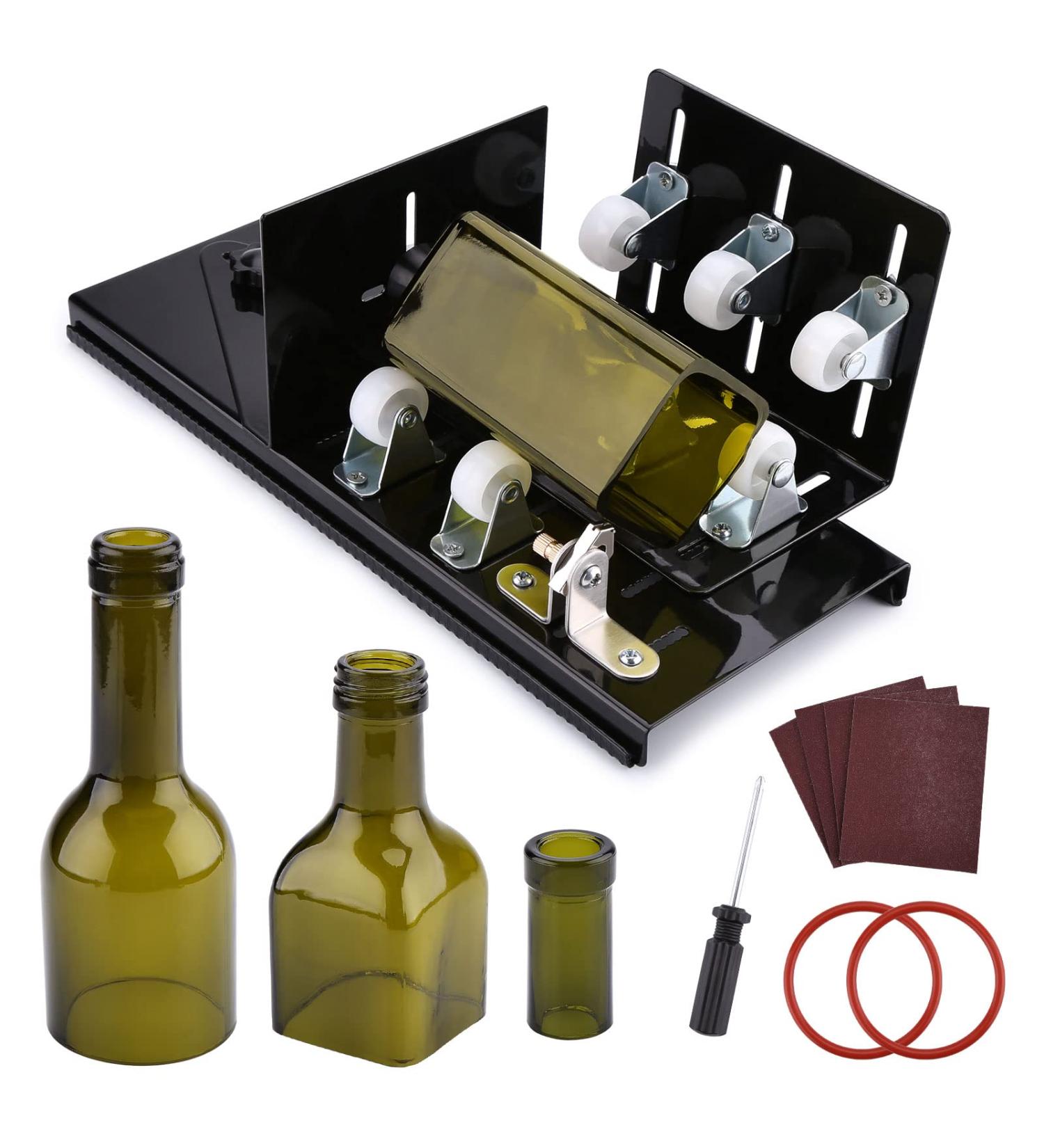 Glass Bottle Cutter - Upgraded Fixm Version for Round & Square Bottles - Ideal for Wine, Beer, Whisky, Champagne - Black - Buy Online on GoSupps.com