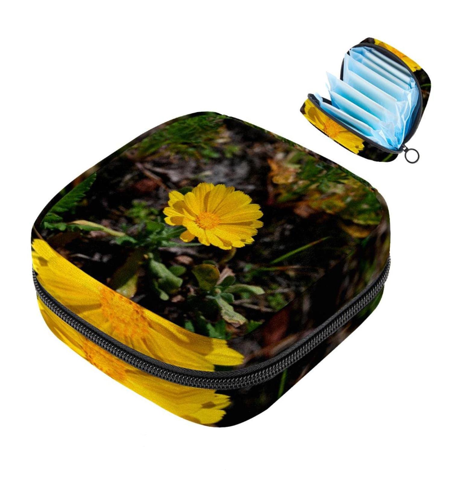 Yellow Flower Lady Napkins Storage Bag | Portable Menstrual Cup Zipper Bag for Teens & Women - Buy Online on GoSupps.com