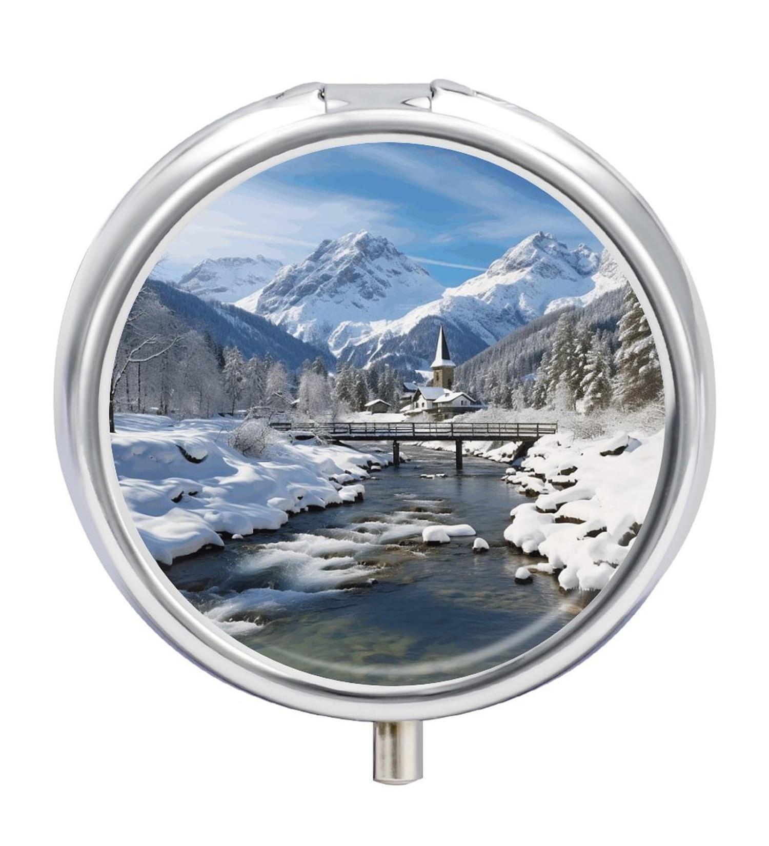 Travel Pill Box - 3 Compartment Pill Organizer | Bavarian Alps Design | Portable Case for Purse & Pocket - Buy Online on GoSupps.com
