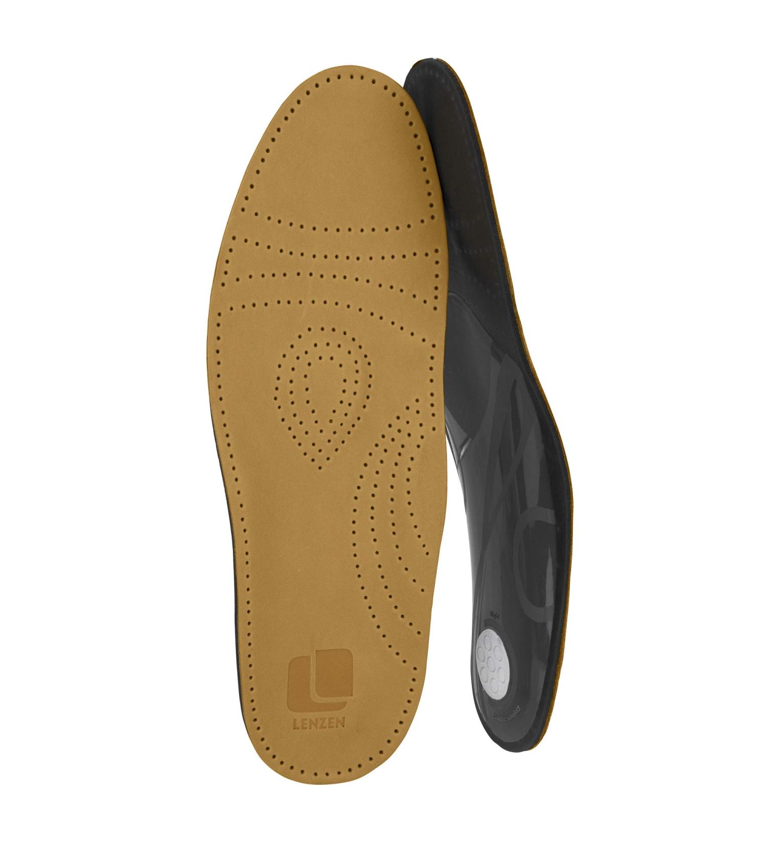 Lenzen Prestige Footbed Insoles - High-Quality Leather Orthopedic Shoe Inserts with Midfoot Support & Heel Cushion - Activated Carbon Beige (Size 36) - Buy Online on GoSupps.com