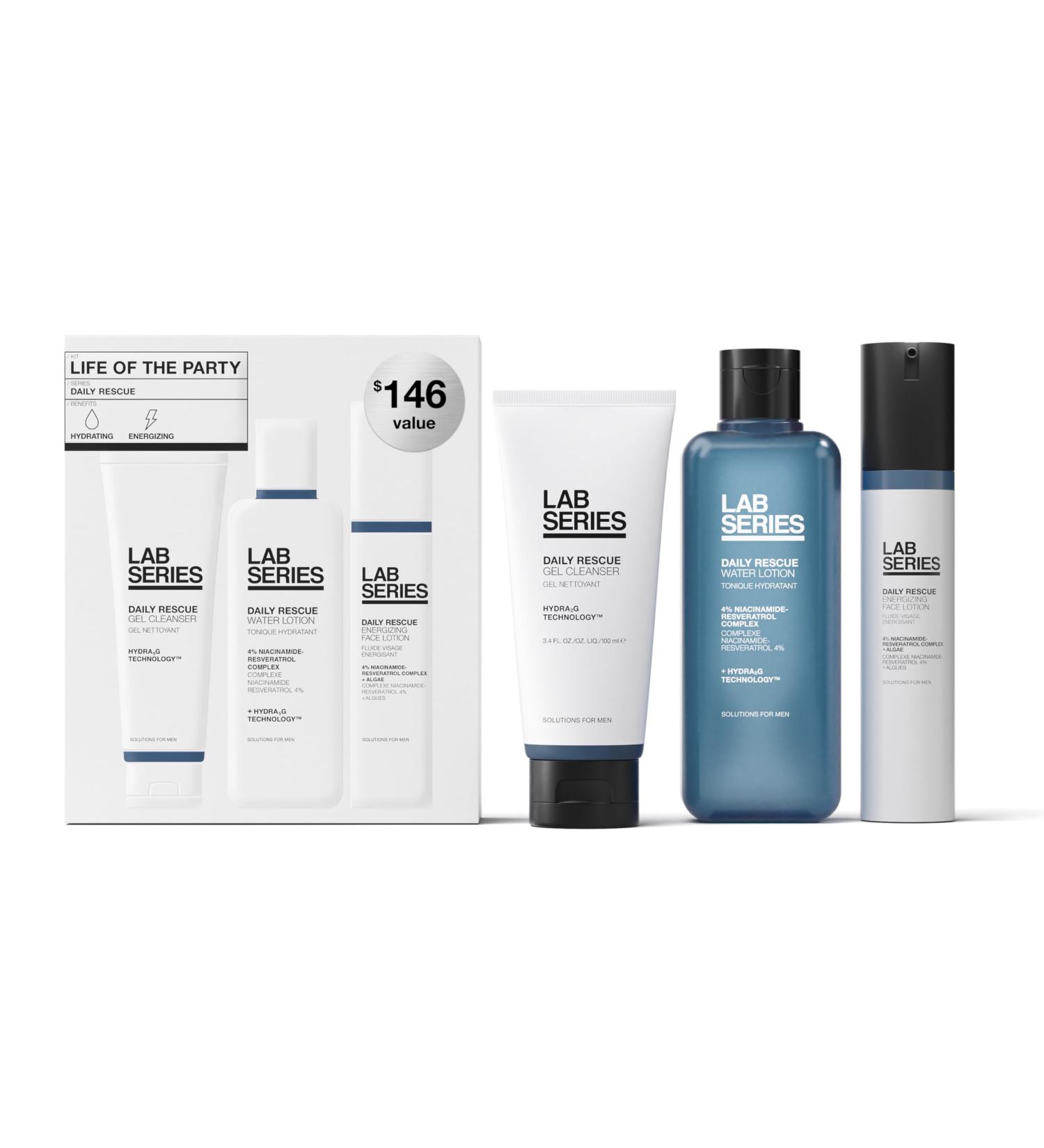 Lab Series Daily Rescue Men's Skincare Set - Essential Skin Care Routine Kit Includes Face Wash for Men - Hydrating Face Toner - Men's Face Moisturizer Cream - Buy Online on GoSupps.com