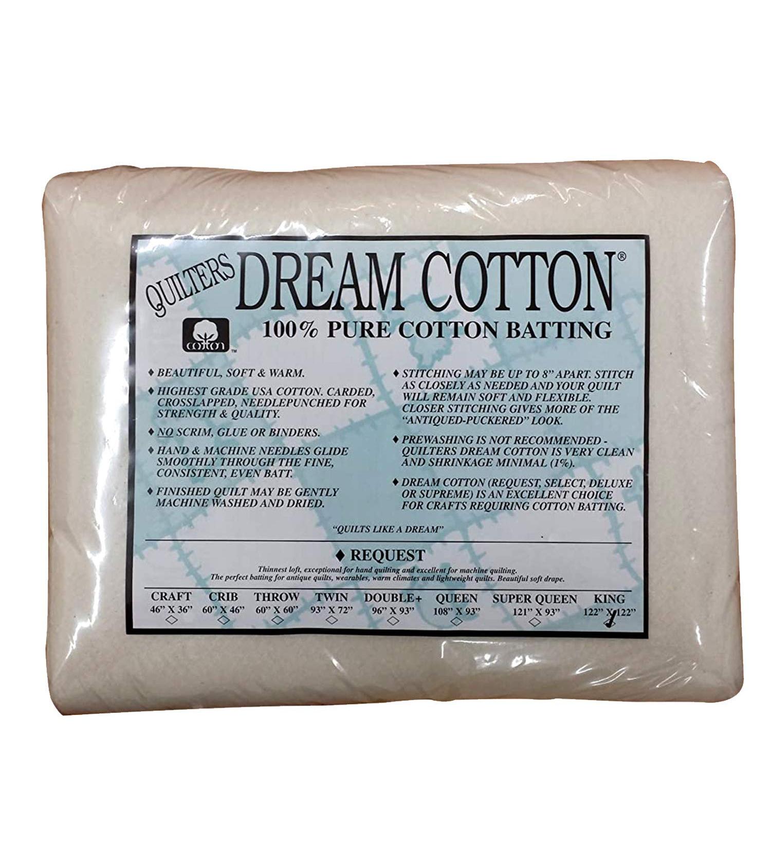 Quilters Dream 100% Cotton Batting - King Size Quilt Batting for DIY - Thin - 122x120 - Buy Online on GoSupps.com