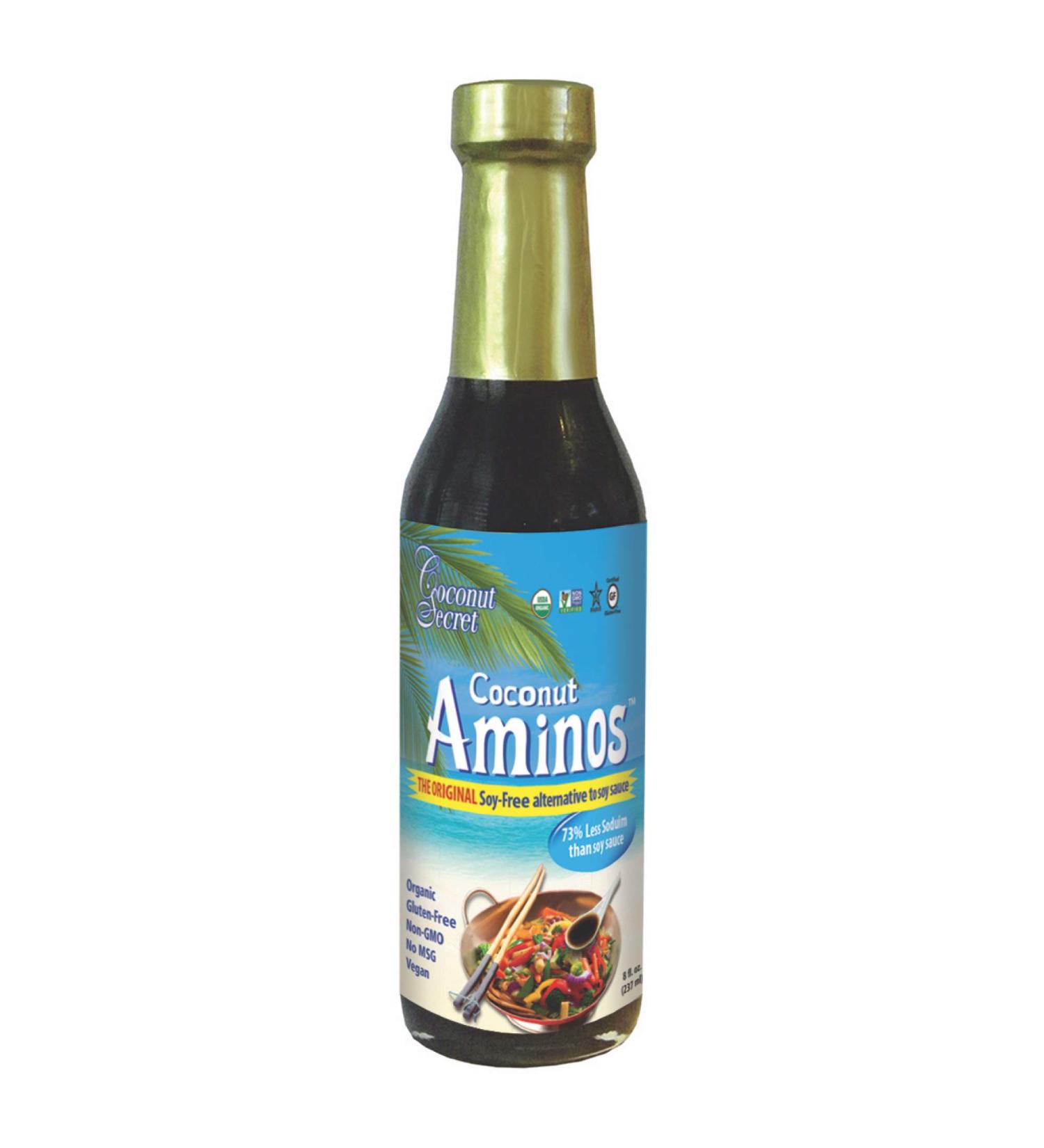 Coconut Secret Coconut Aminos 8 fl oz: Low-Sodium Soy Sauce Alternative, Organic, Vegan, Non-GMO, Gluten-Free, Keto, Paleo, Whole30, Kosher - 48 Servings - Buy Online on GoSupps.com
