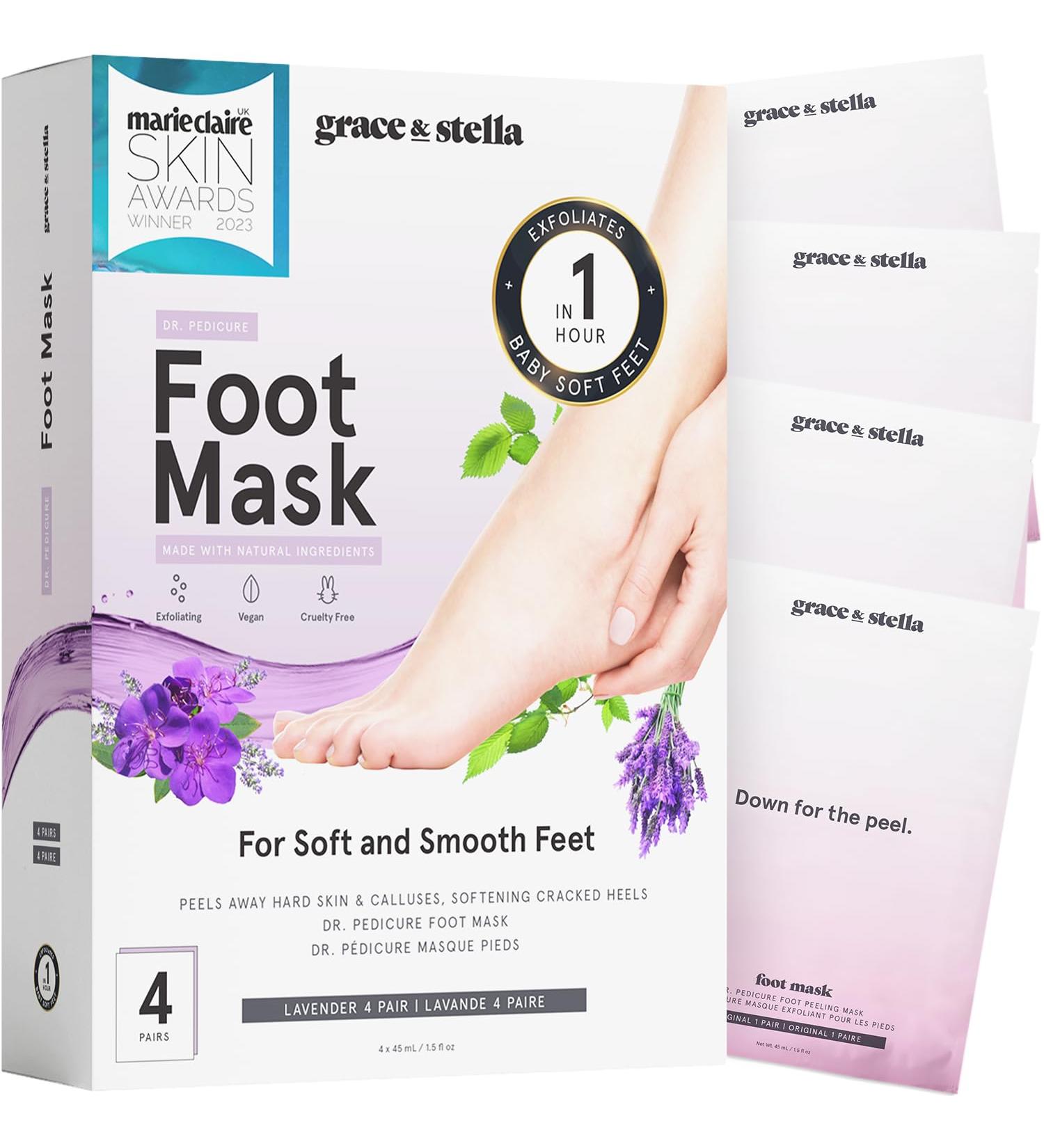 Award-Winning Foot Peeling Mask - Dr. Pedicure Foot Peel Masks (4 Pairs Lavender) - Moisturizing Foot Masks That Remove Dead Skin Exfoliating Foot Mask for Dry Cracked Feet Feet Peeling Mask Lavender 1 count (Pack of 4) - Buy Online on GoSupps.com
