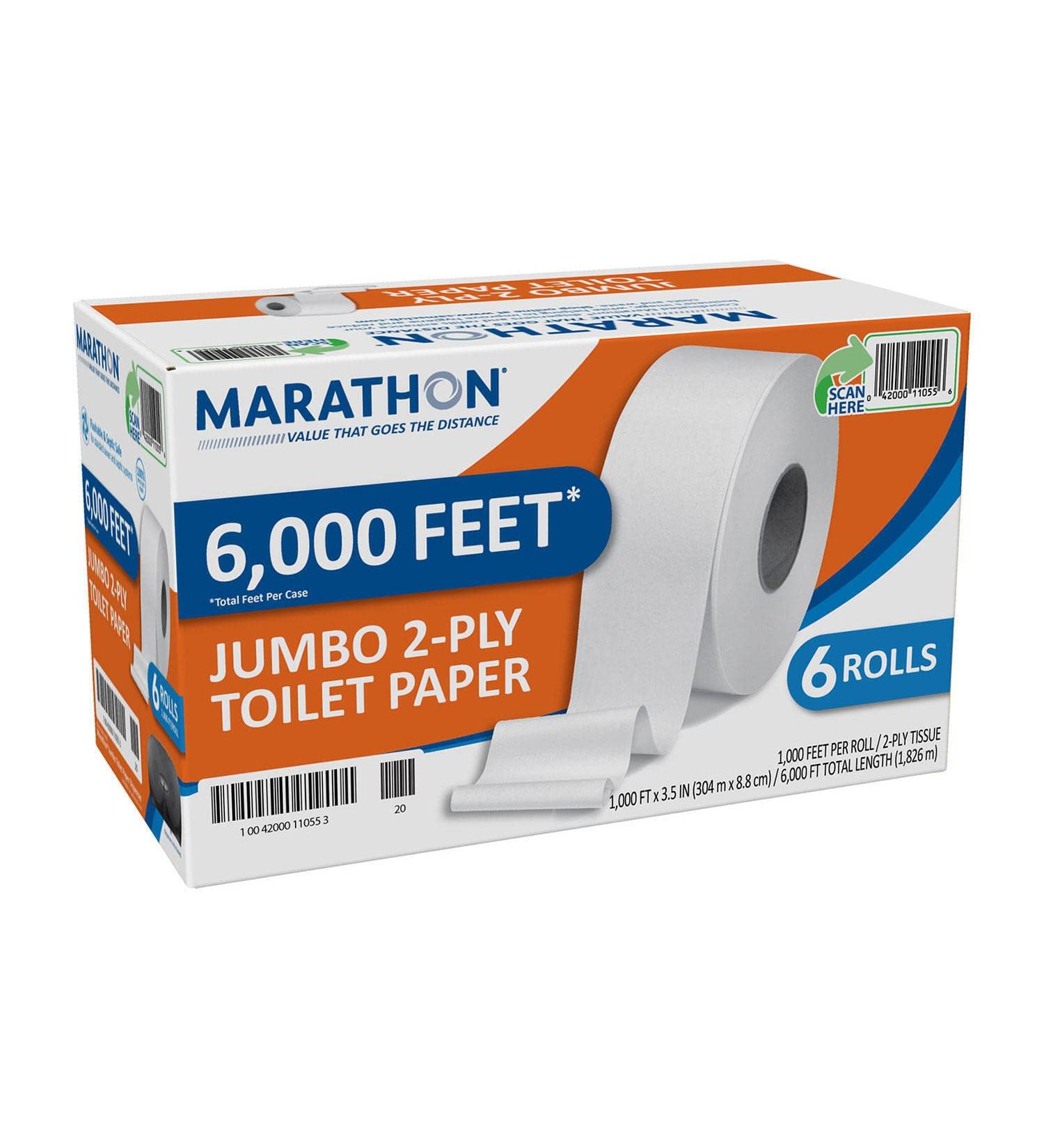 Marathon Jumbo Roll 2-Ply Toilet Paper Septic Safe (1000 ft./roll 6 rolls/case) - Buy Online on GoSupps.com