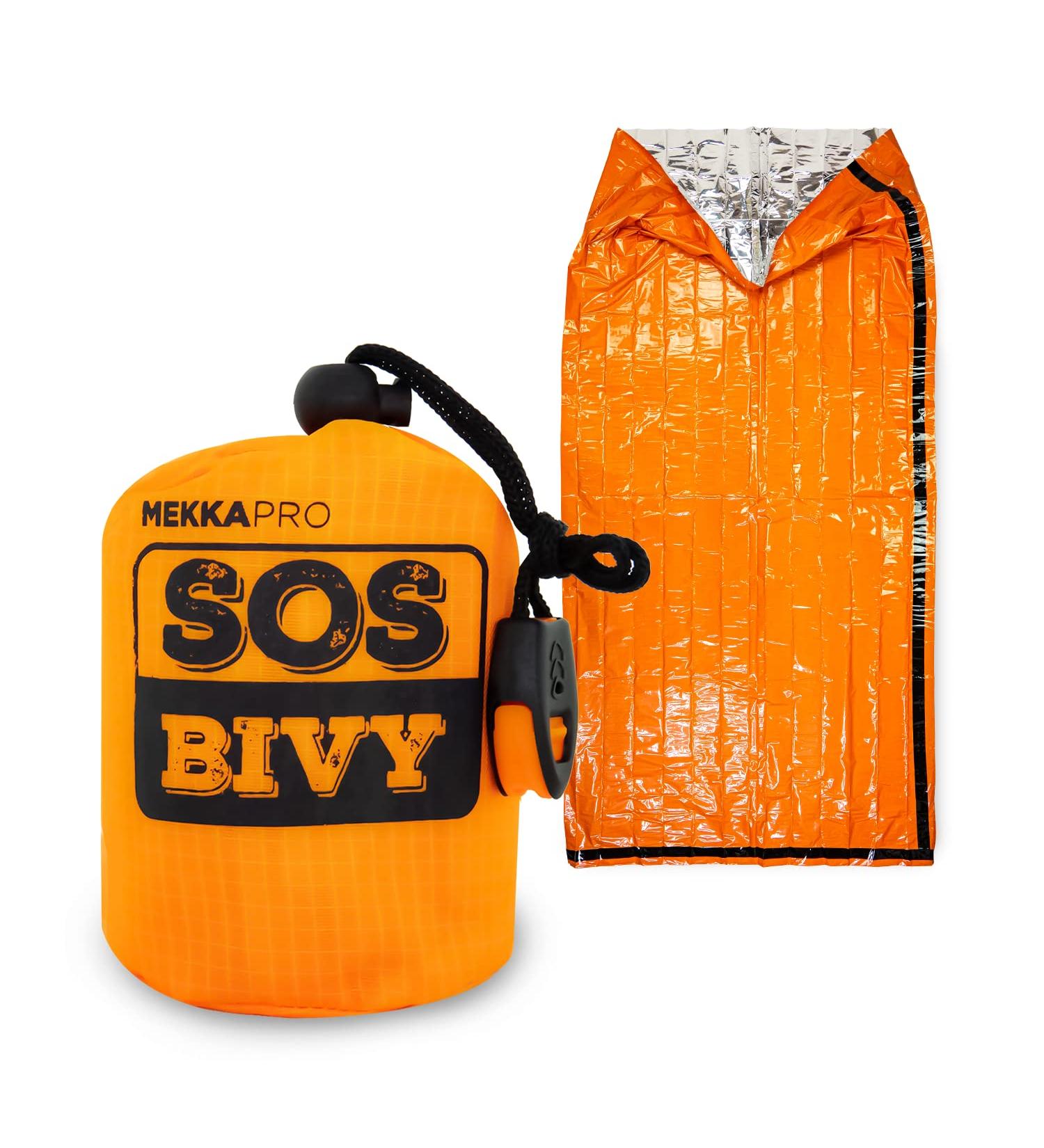 MEKKAPRO SOS Emergency Thermal Bivy Sleeping Bag with Whistle | Survival Bivvy Sack & Mylar Blanket - Buy Online on GoSupps.com