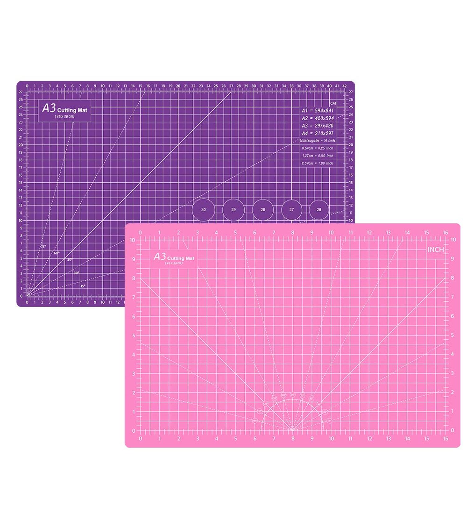 Headley Tools 12x18 Inch Self Healing Cutting Mat - Double Sided 5-Ply Gridded A3 Cutting Board for Craft, Fabric, Quilting, Sewing, Scrapbooking - Pink/Dark Purple - Buy Online on GoSupps.com