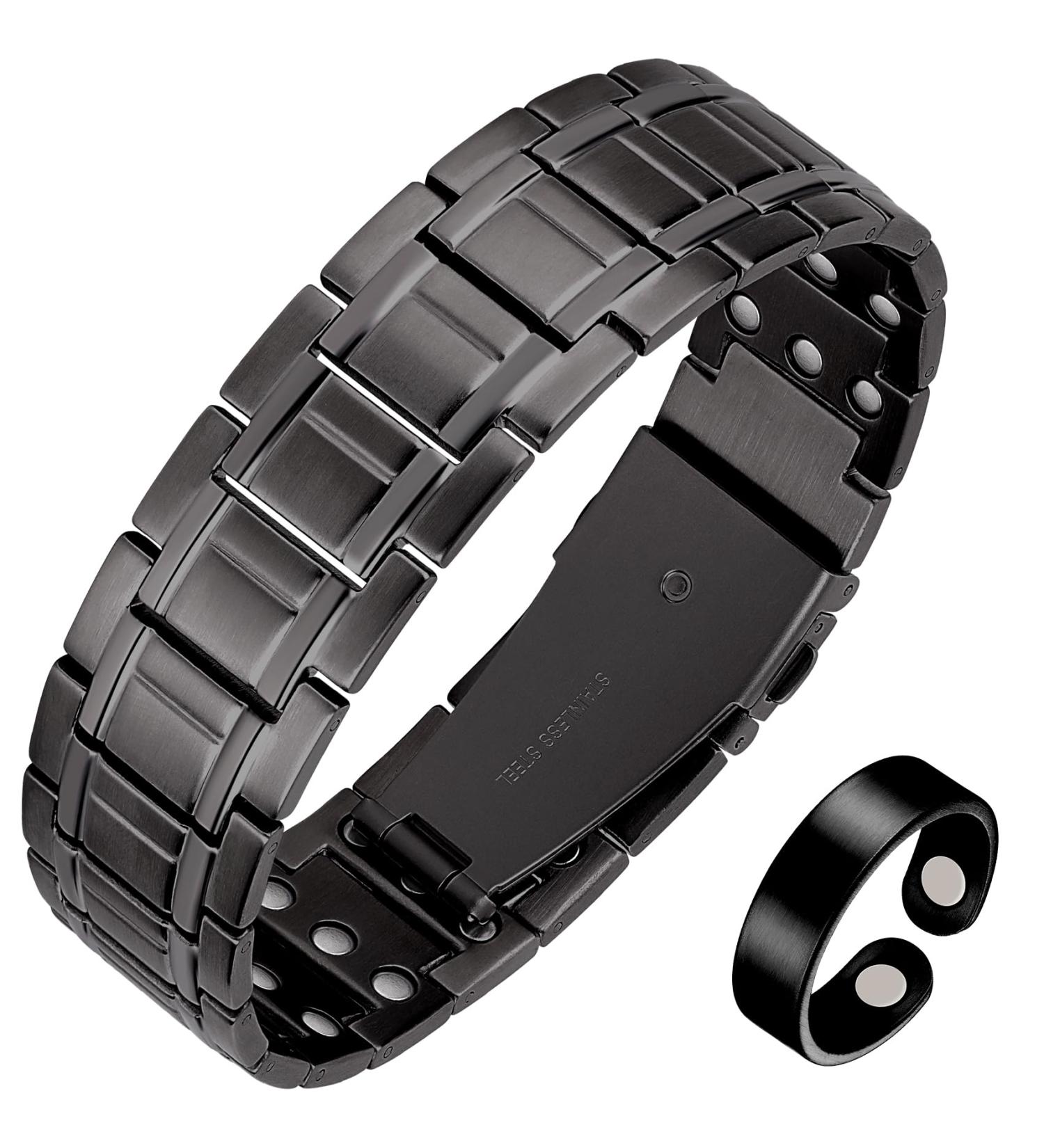 Jeracol Lymph Detox Steel Magnetic Band & Ring for Men - 3500 Gauss Magnet Copper Ring Gift Box Included - Buy Online on GoSupps.com
