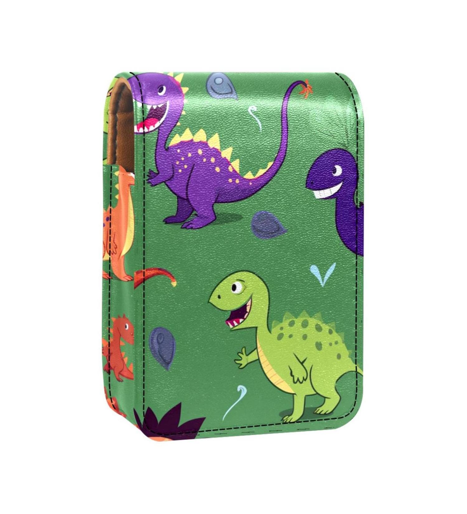 Travel Lipstick Organizer Case | Portable Makeup Bag with Mirror | Dinosaur Cartoon Design - Perfect for International Shipping - Buy Online on GoSupps.com