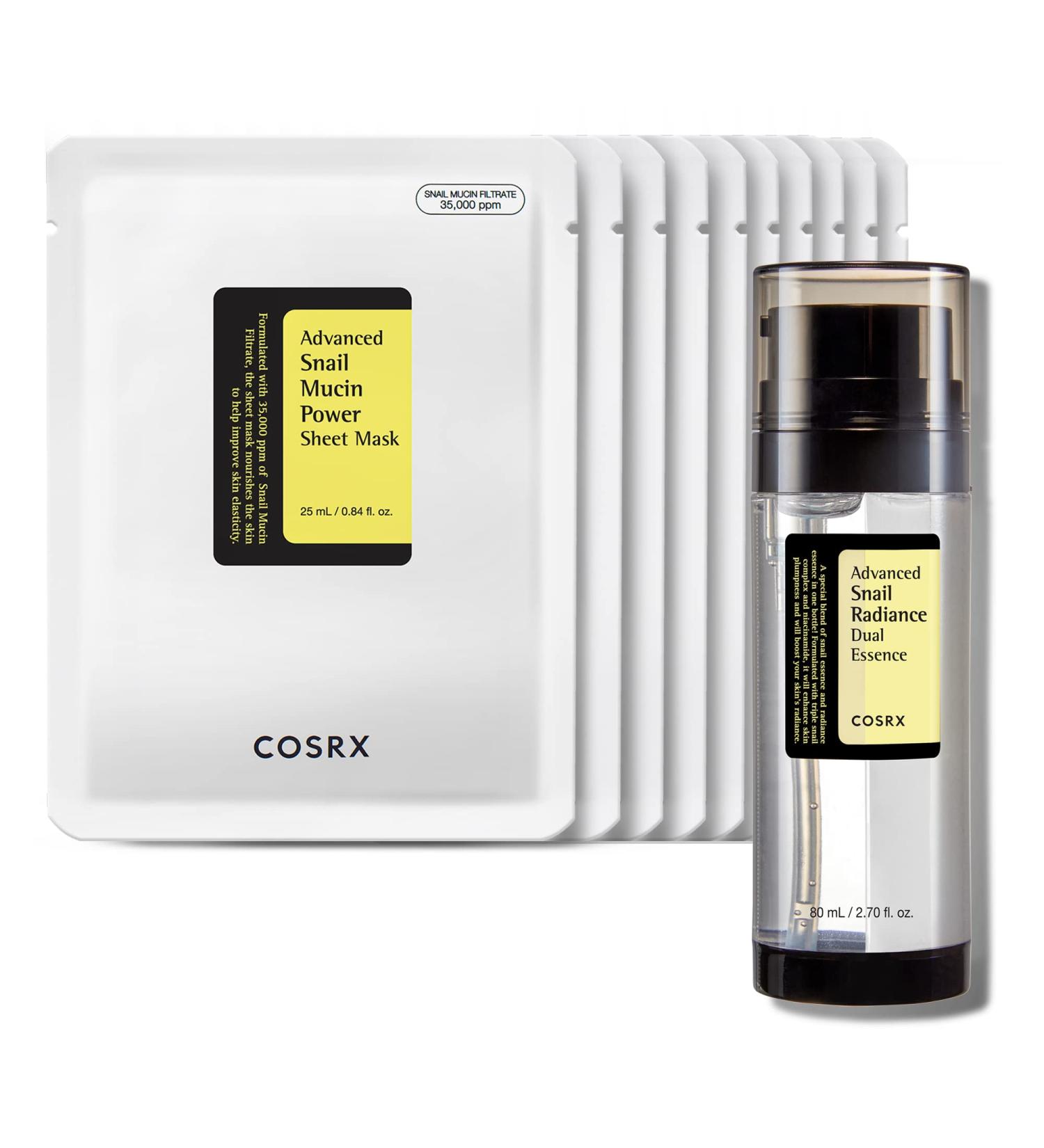 COSRX Glazed Donut Niacinamide 5% + Snail Mucin Dual Essence & Mask - Pack of 10 | Hydrating Serum with Snail Secretion Filtrate for Dark Spots & Fine Lines - Buy Online on GoSupps.com