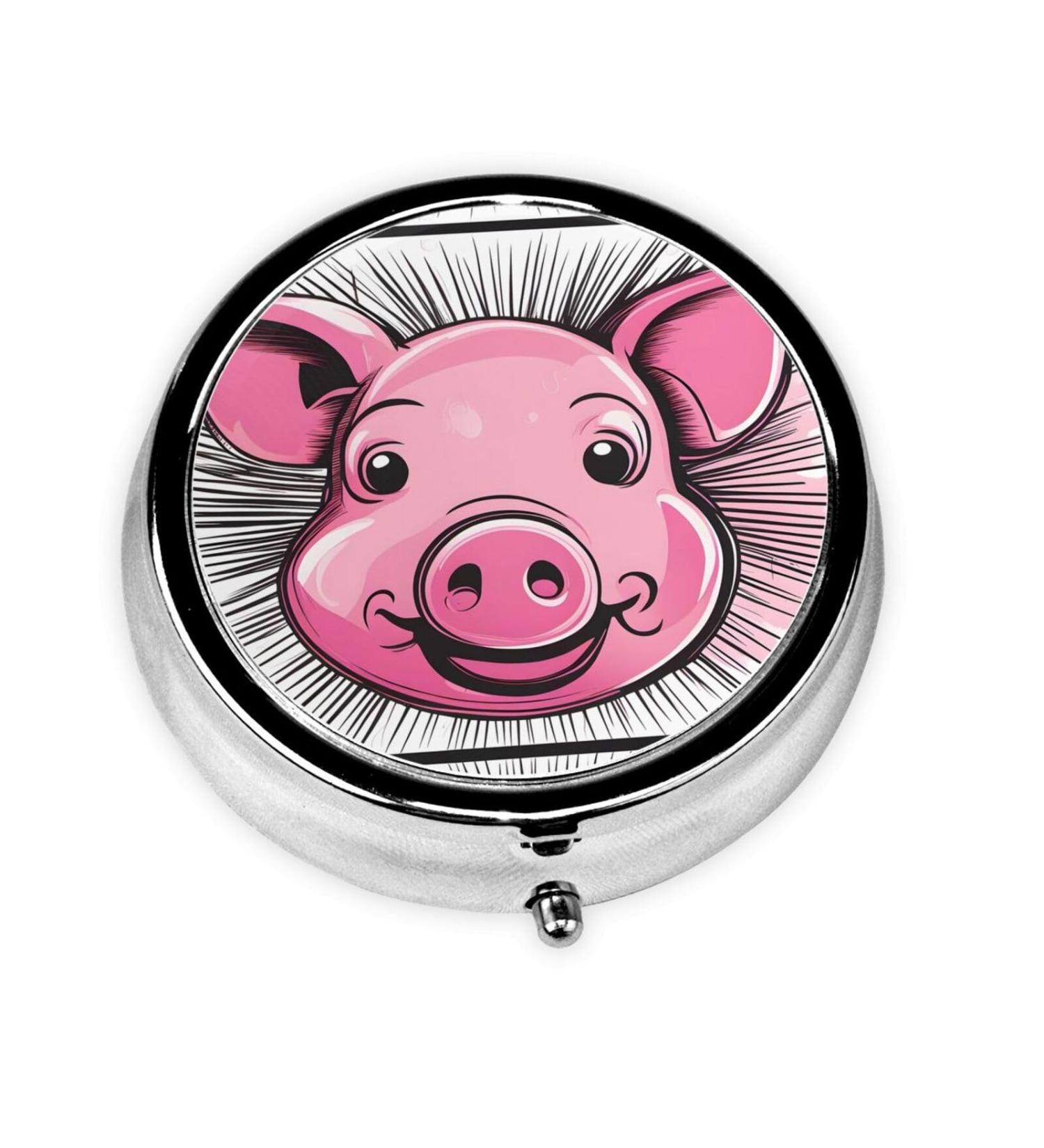 Buy Pink Pig Metal Pill Box - Mini Travel Medicine Organizer for Purse & Pocket - Buy Online on GoSupps.com