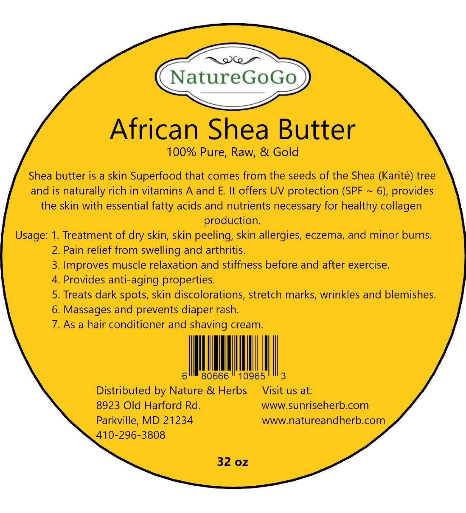 Pure Raw & Gold 100% African Shea Butter 32oz