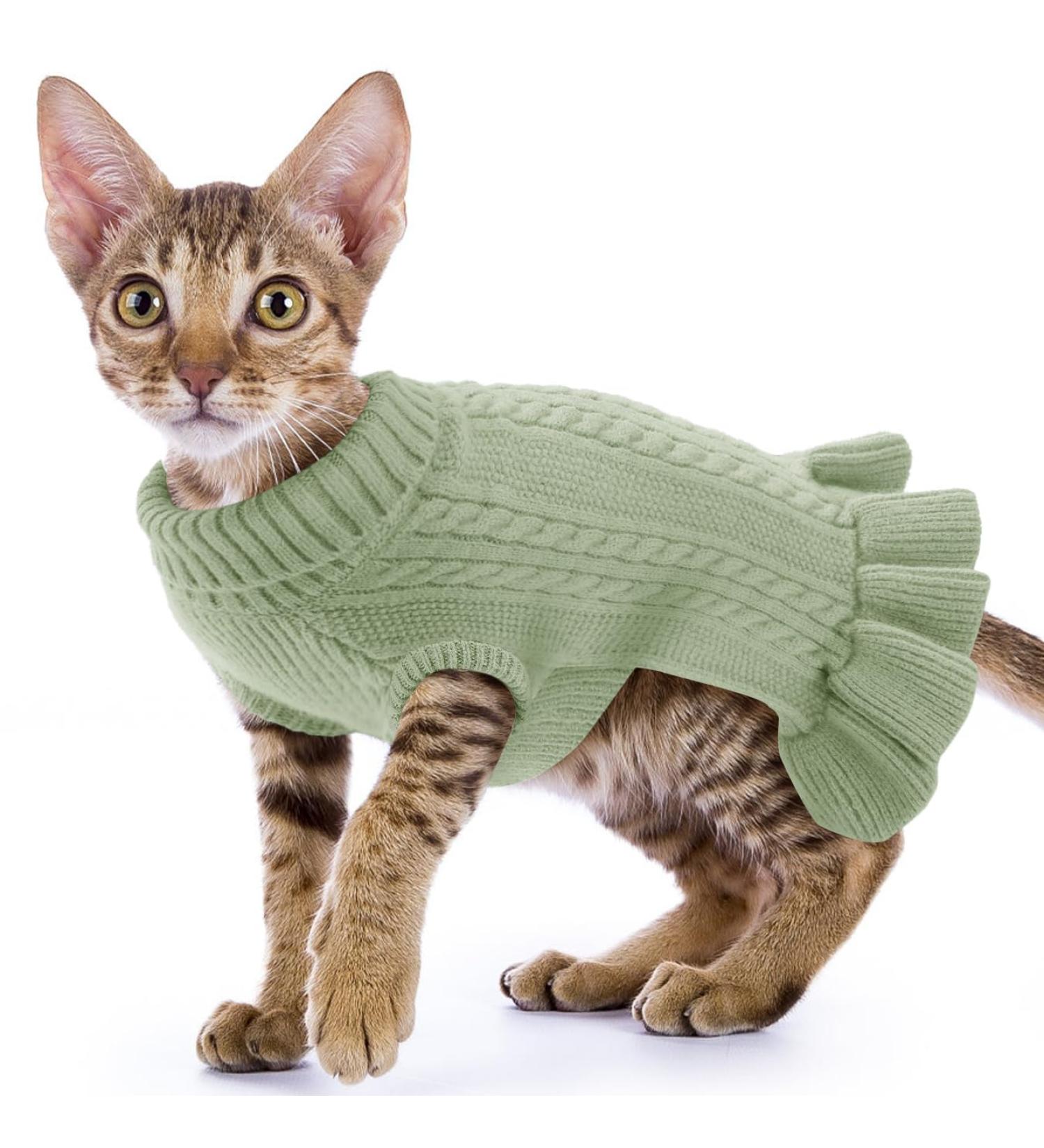 Alagirls Classic Dog Sweater - Warm Turtleneck Knitted Puppy & Cat Clothing | Christmas Holiday Outfits for Small Dogs - Sage Green - Buy Online on GoSupps.com