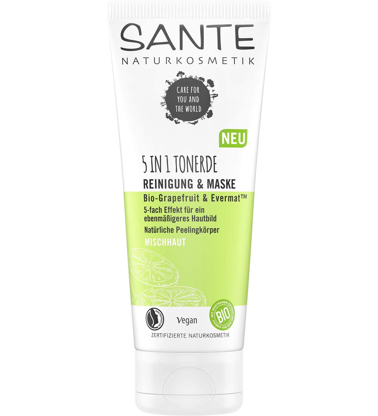 SANTE Natural Cosmetics 5 in 1 Clay Cleanser & Mask - 100ml | Natural Skincare for All Skin Types - Buy Internationally - Buy Online on GoSupps.com