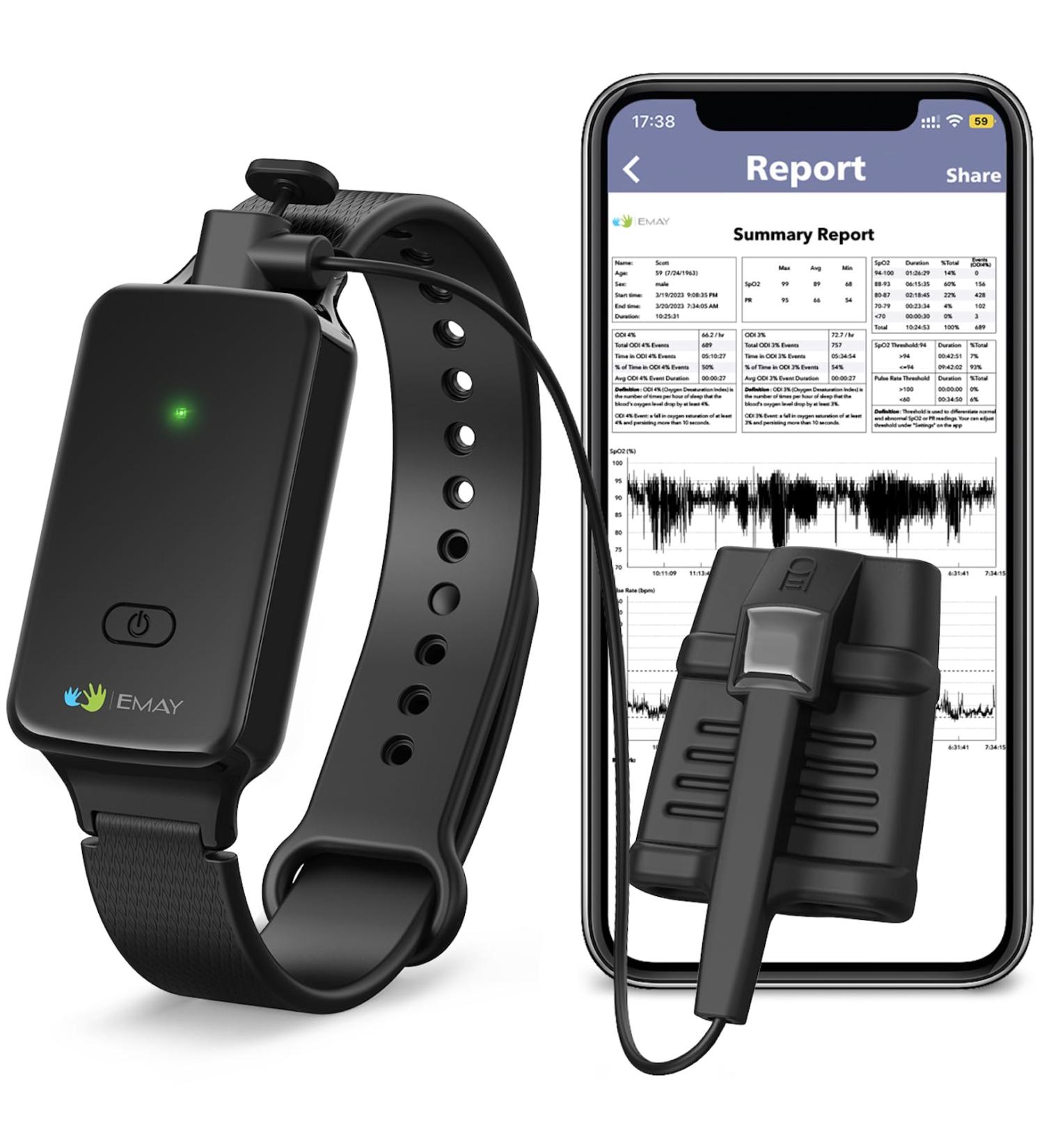 Buy SleepO2 Wrist Recording Pulse Oximeter - Continuous SpO2 Monitor for Overnight Tracking | Sleep Report & Raw Data by EMAY - Buy Online on GoSupps.com