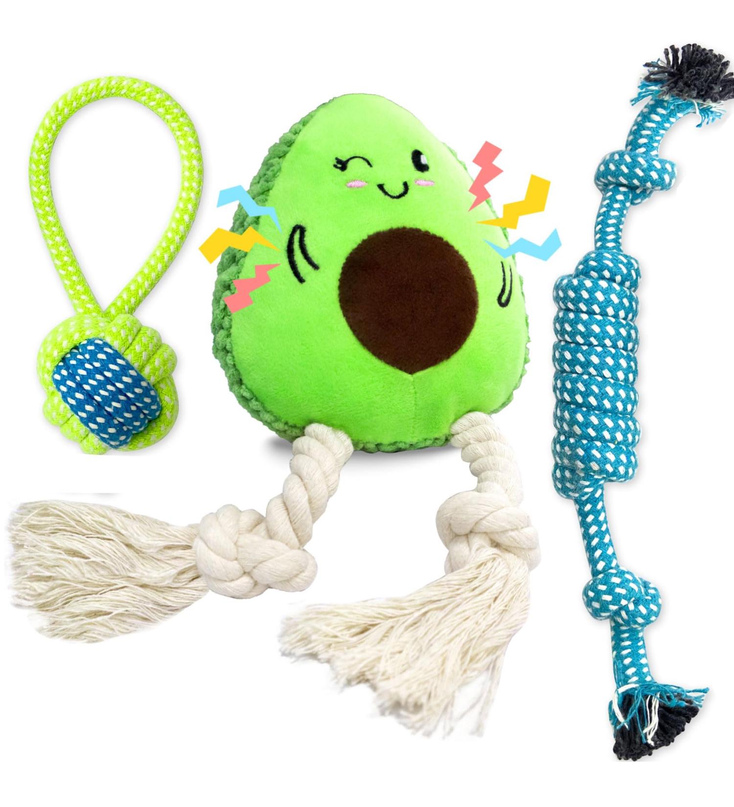 Buy Aeitpet Green Avocado Dog Toys - Squeaky Plush & Crinkle Paper for Large & Small Dogs - Buy Online on GoSupps.com
