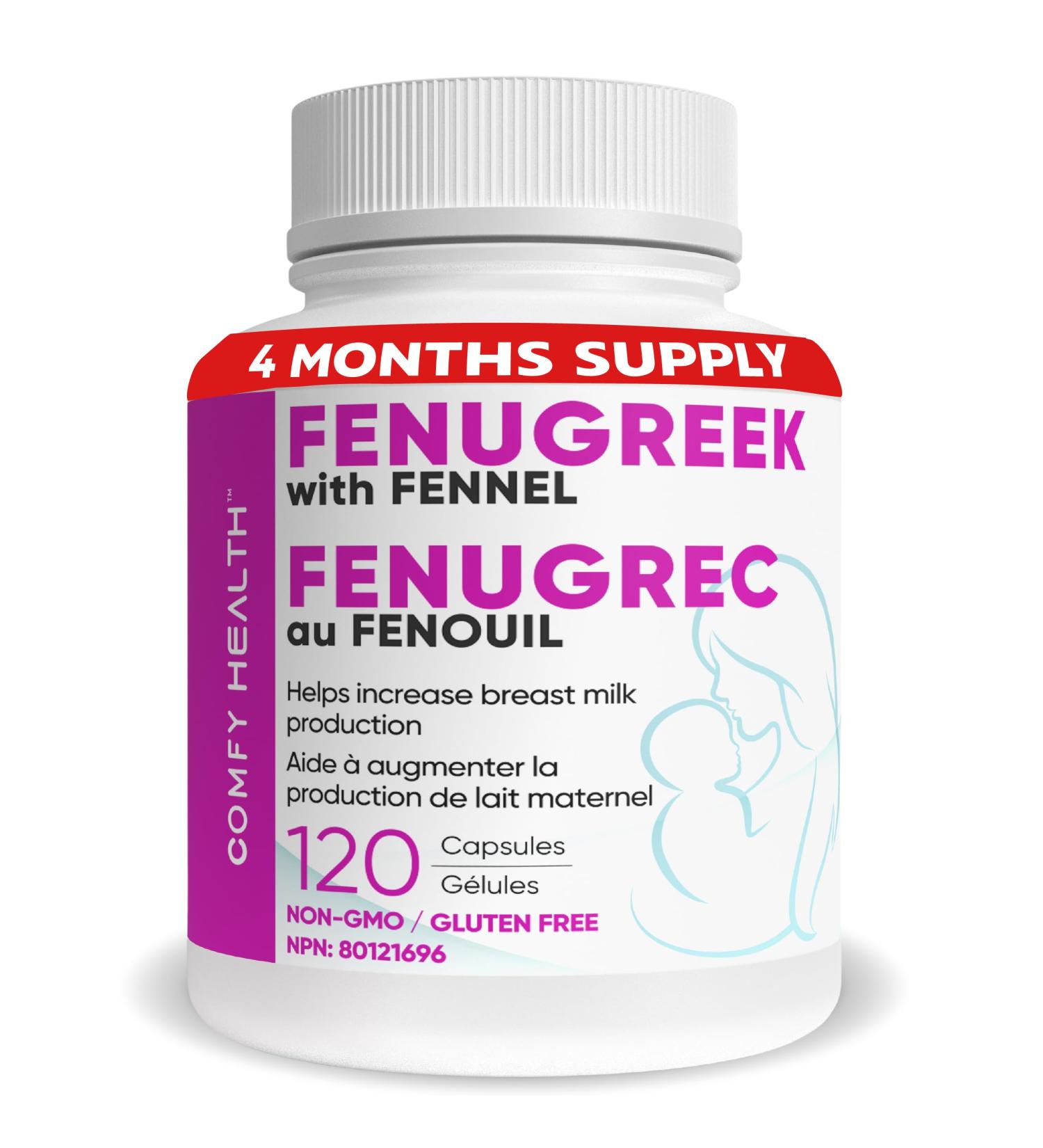 COMFY HEALTH Fenugreek Breastfeeding Capsules with Fennel for Lactation 2300 mg 120 Capsule 120 Servings Pills for Women Non-GMO Gluten Free Seeds Extract Supplements Fenugrec - Buy Online on GoSupps.com
