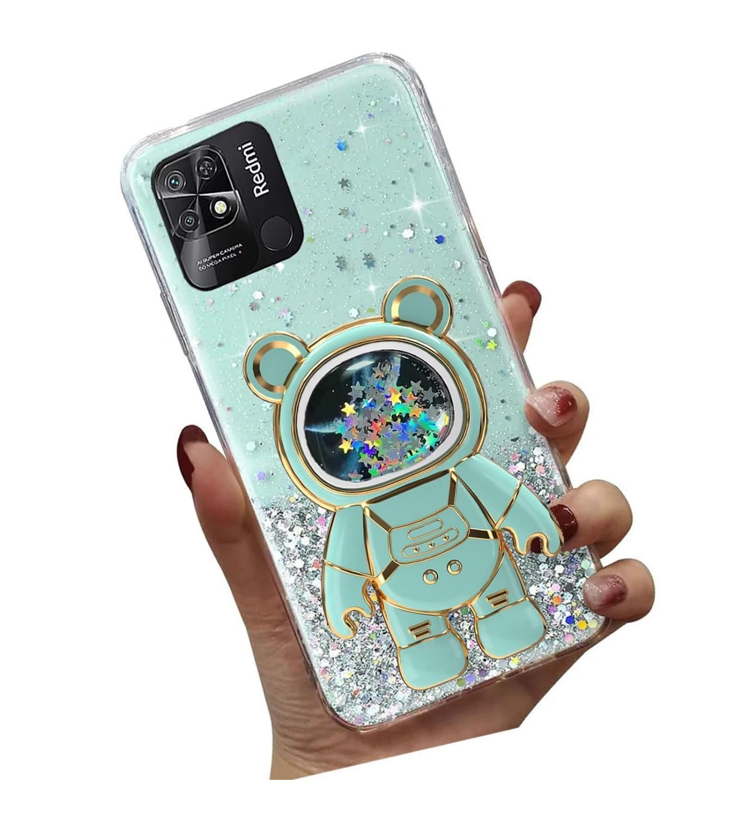 Tivenfezk Nadoli Xiaomi Redmi 10c Case - Astronaut Glitter Soft Silicone Shell with Hidden Stand - Buy Online on GoSupps.com