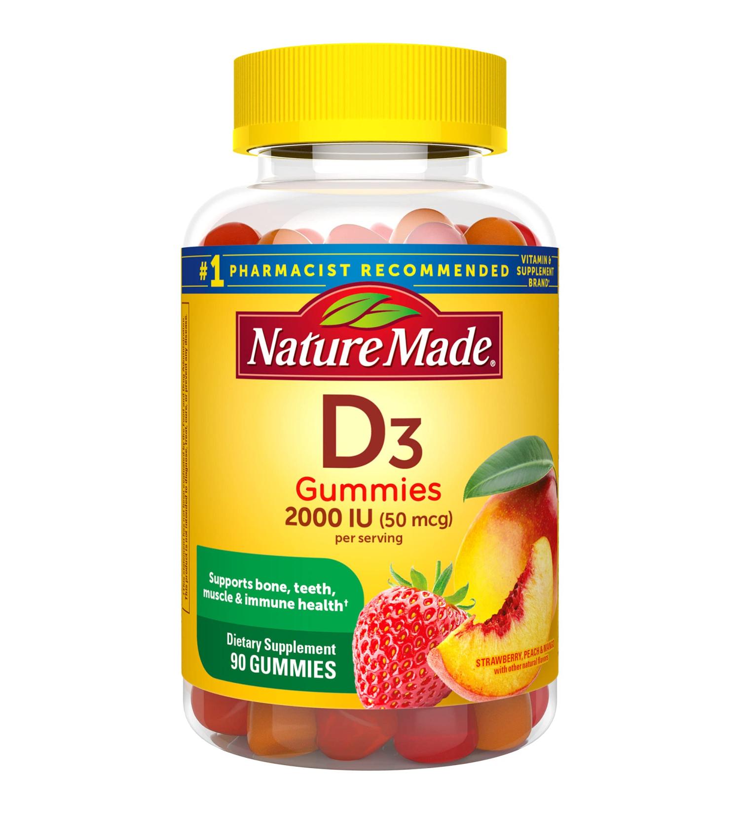 Nature Made Vitamin D3 2000 IU Gummies - Immune Health Support - 90 Day Supply - Buy Online on GoSupps.com