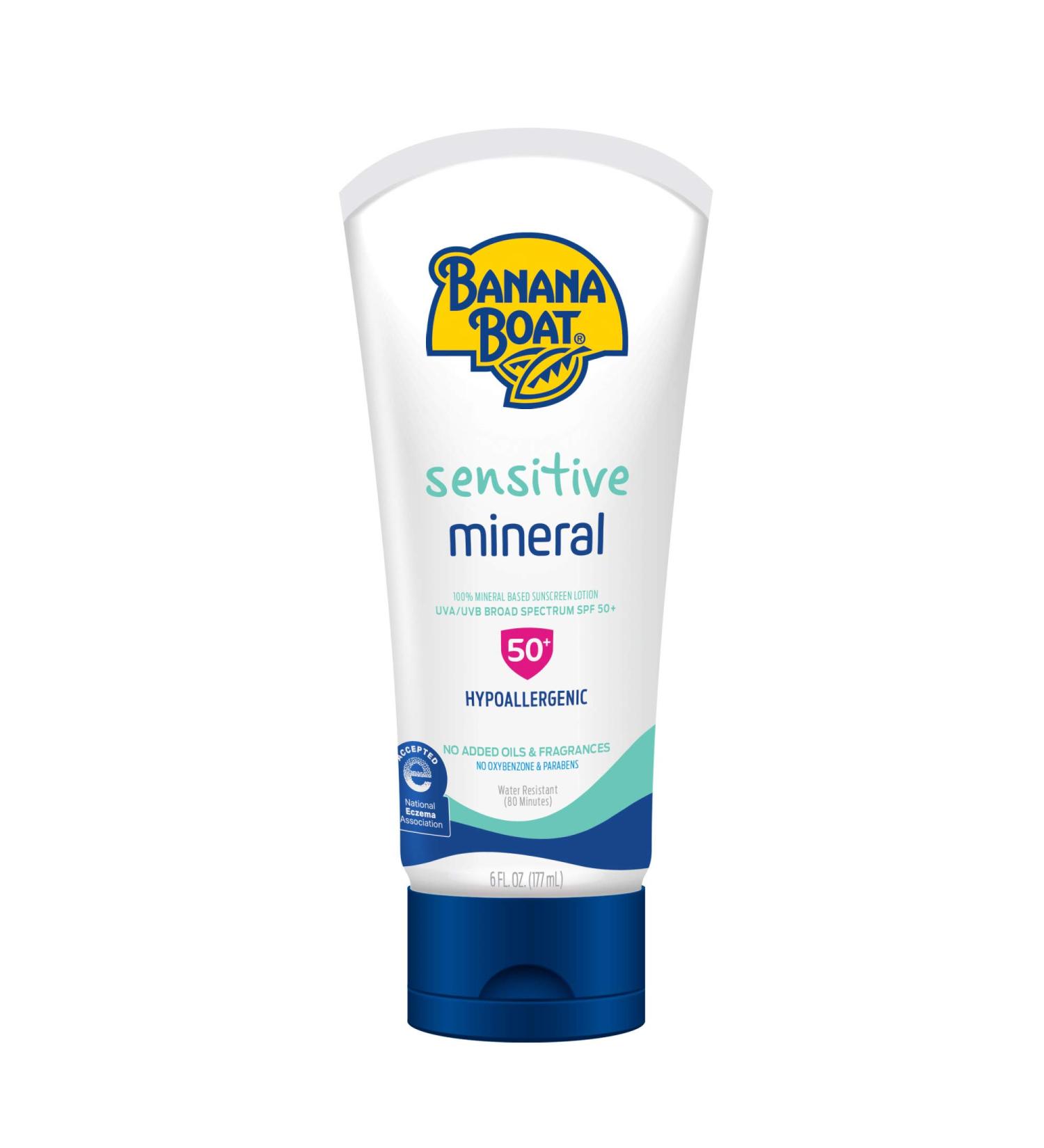 Banana Boat Mineral SPF 50 Sensitive Skin Sunscreen Lotion - 6oz | Reef Friendly - Buy Online on GoSupps.com