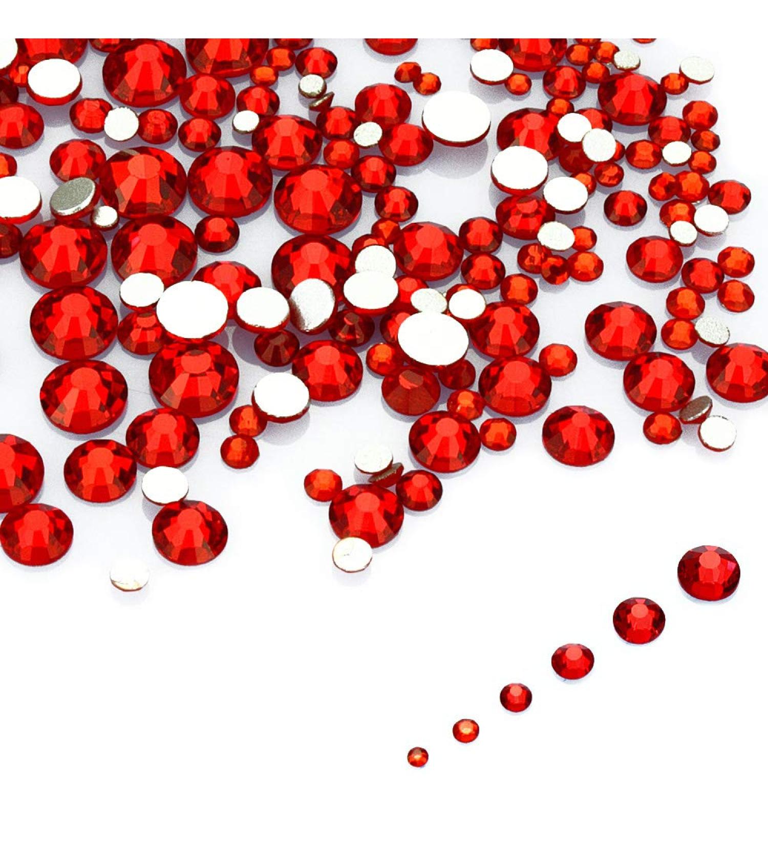 LolliBeads Resin Crystal Round Nail Art Rhinestones Mix 1.5-5mm Siam Red (1200Pcs) - Buy Online on GoSupps.com