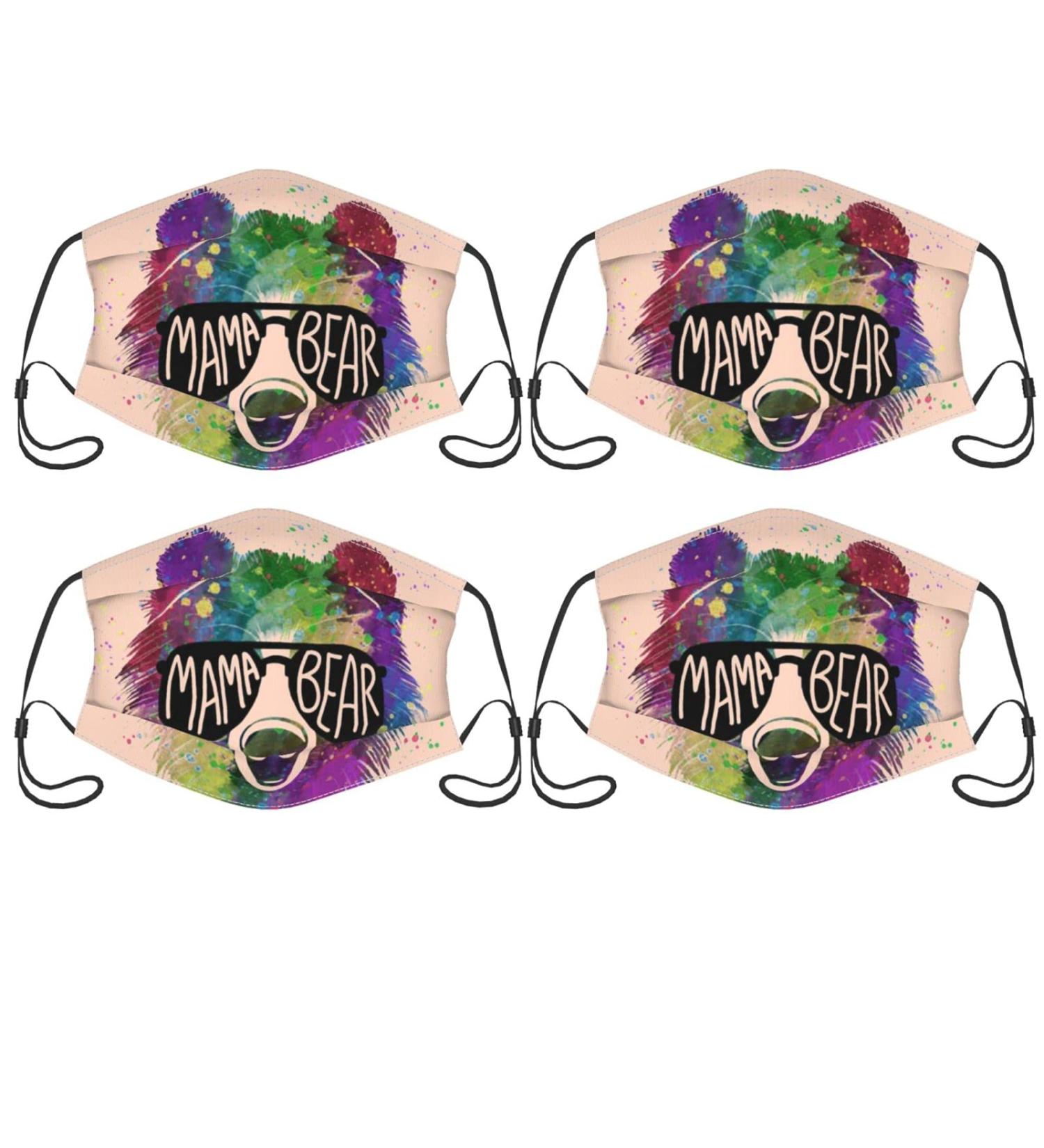 4PCSUnisex Mama Bear Face Masks Reusable Soft Mouth Shield Face Filter Pocket Dust Mask Balaclava - Buy Online on GoSupps.com