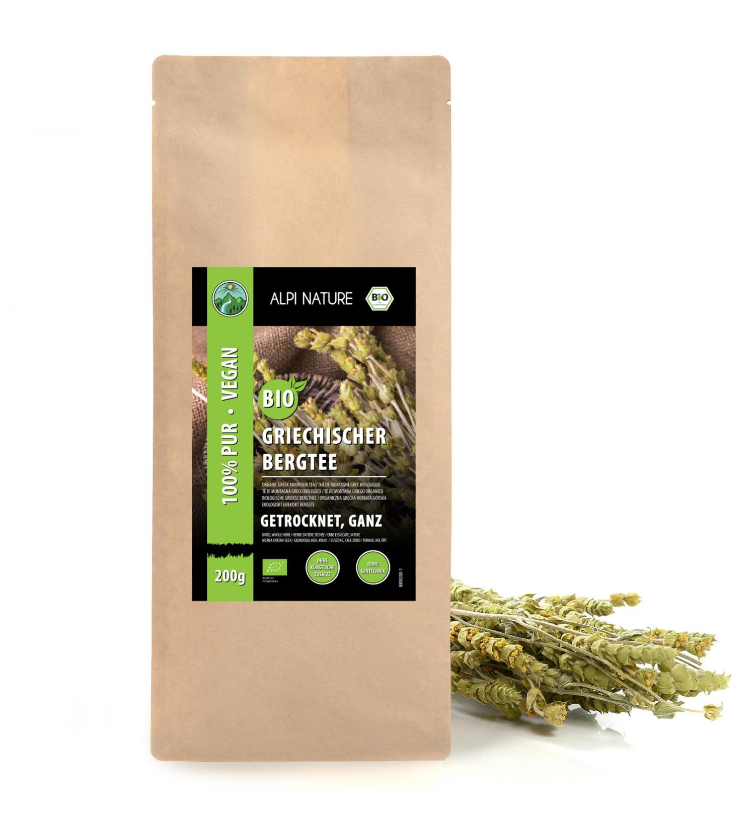 Whole organic Greek mountain tea (200g 7oz) whole flower stalks from controlled organic cultivation gently dried Sideritis Scardica Bio Mursal tea 200 GR - Buy Online on GoSupps.com