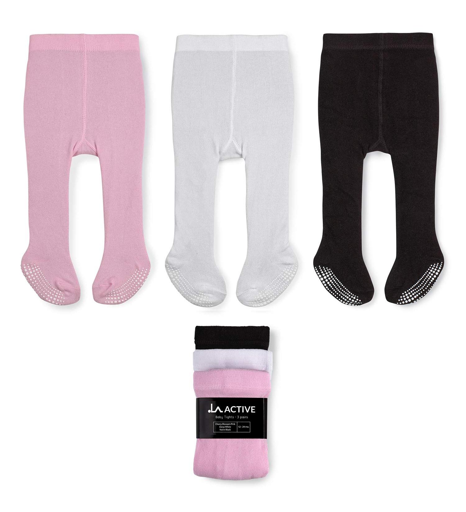 LA Active Baby Tights - Cozy Non Skid Winter Tights - 2-3 Years - Pink/White/Black - 3 Pairs - Buy Online on GoSupps.com