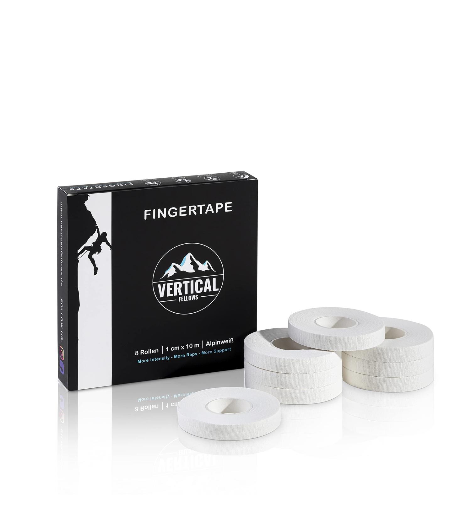 Vertical Fellows 8 Roles Climbing Tape - 10mm Wide Dermatest Approved Ideal for Bouldering & Sports - PDF Tapan Pipe Included - White Finger & Sports Tape - Buy Online on GoSupps.com