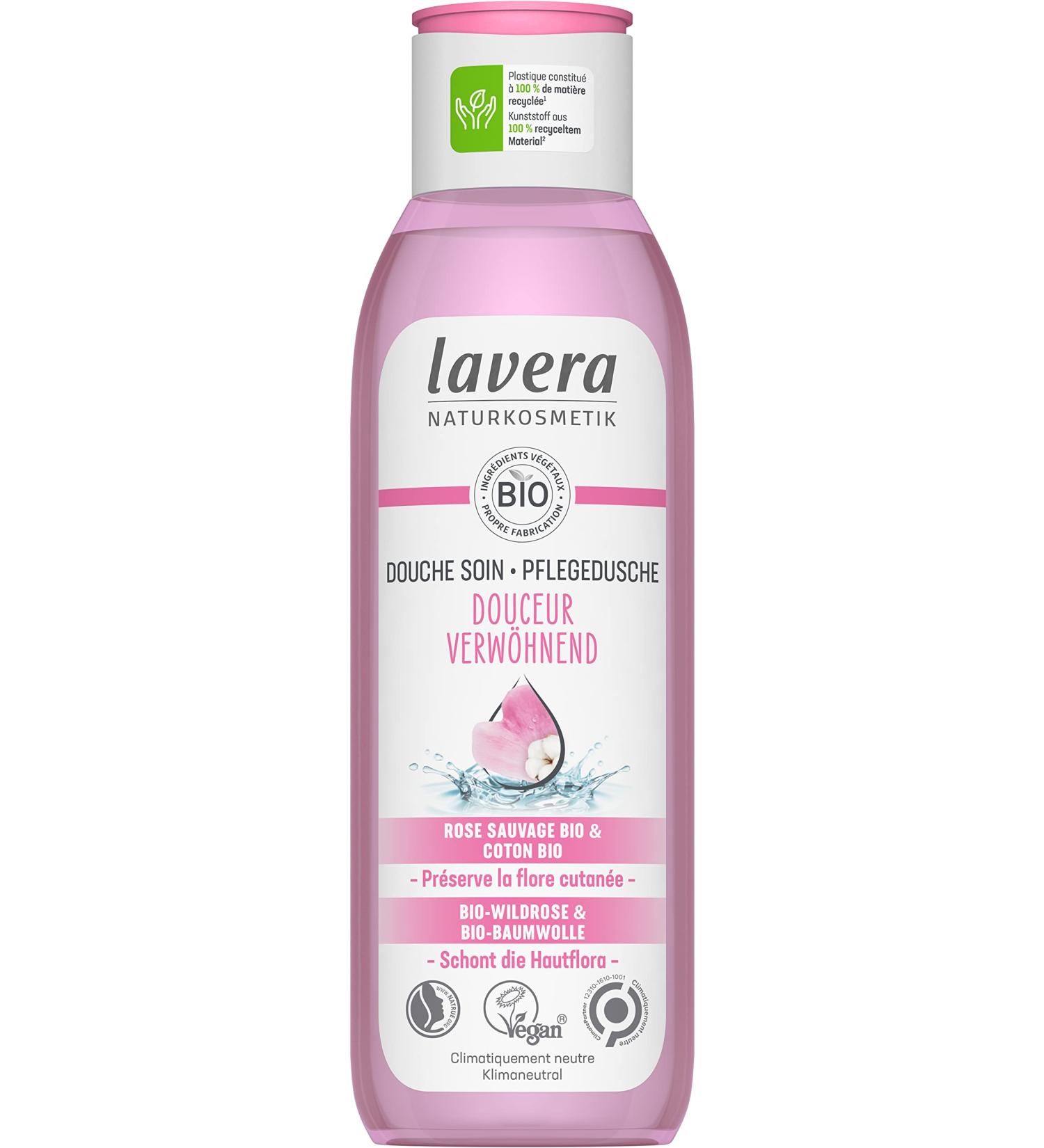  lavera lavera Gentle Shower Care - Natural cosmetics - vegan - certified - shower gel - With organic wild rose and organic cotton - Biodegradable formulas without mineral oils - 250ml - Buy Online on GoSupps.com