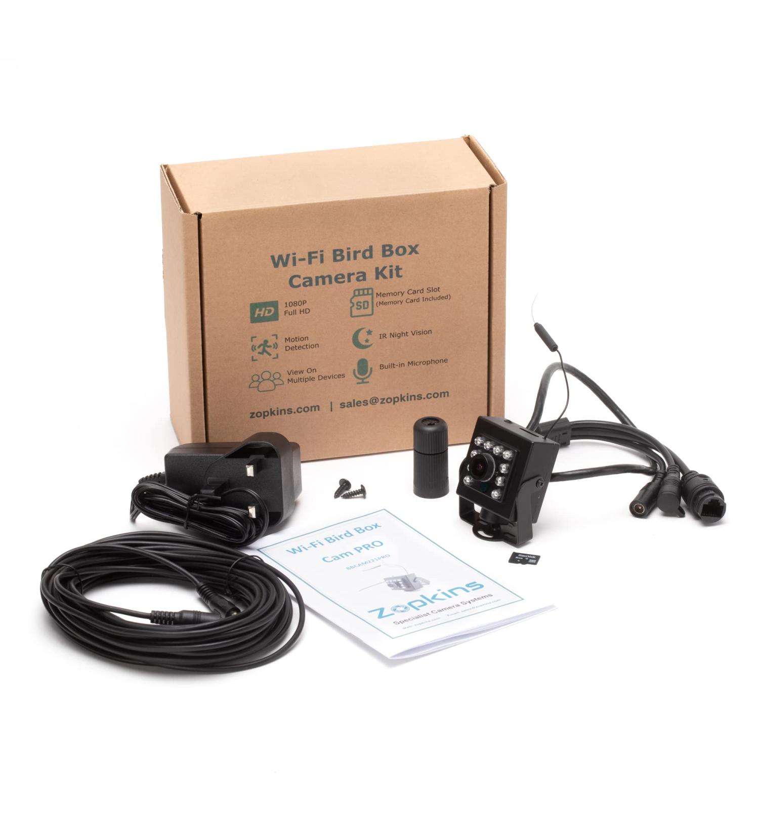 Zopkins Wi-Fi Bird Nest Box Camera PRO | View On Phone & Tablet | Micro SD Card Included | Motion Detection | Night Vision - Buy Online on GoSupps.com