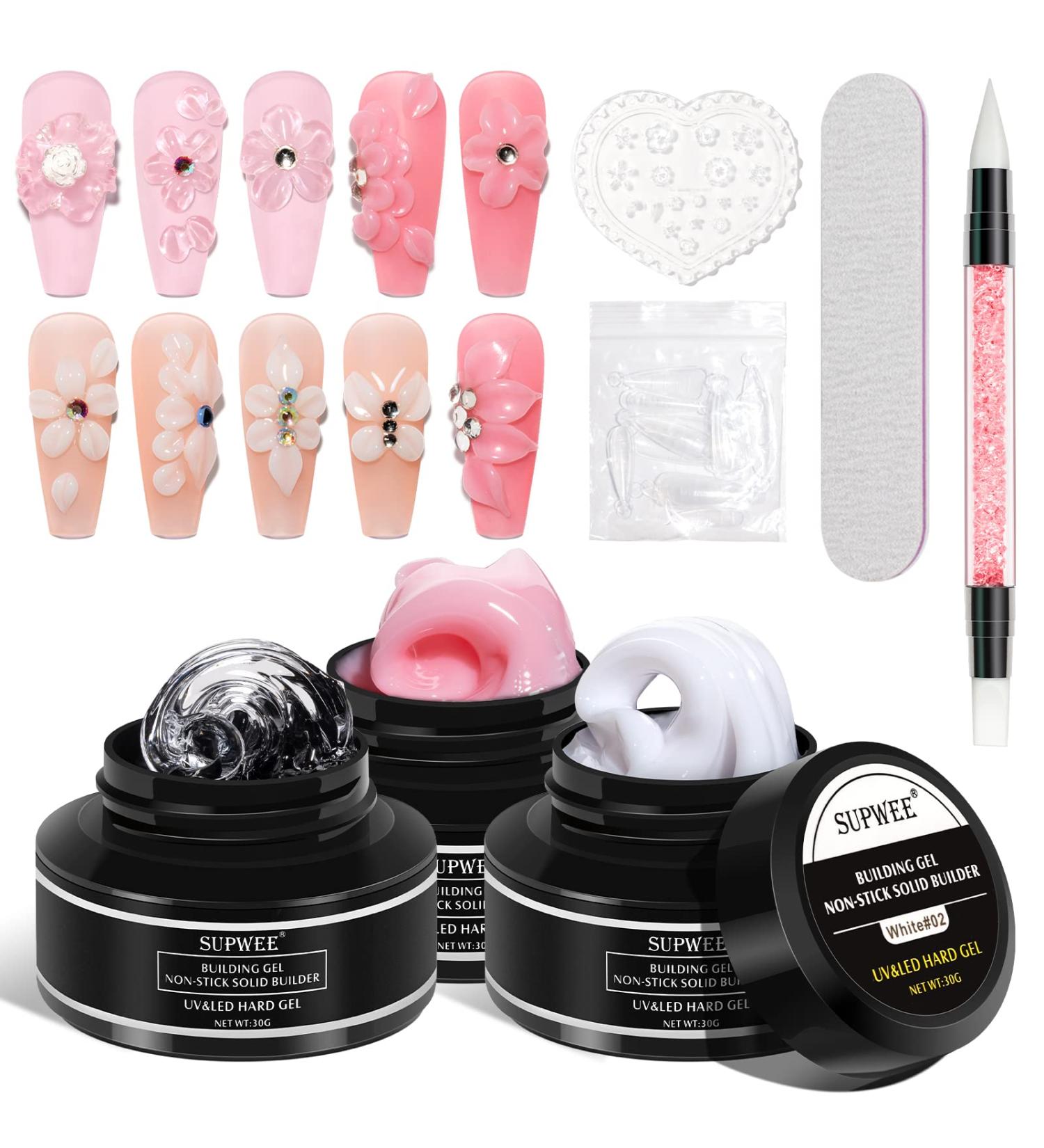 Supwee Solid Nail Extension Gel - UV Builder Gel in Clear White & Pink | 30g for Nail Salons | Perfect for International Shipping - Buy Online on GoSupps.com
