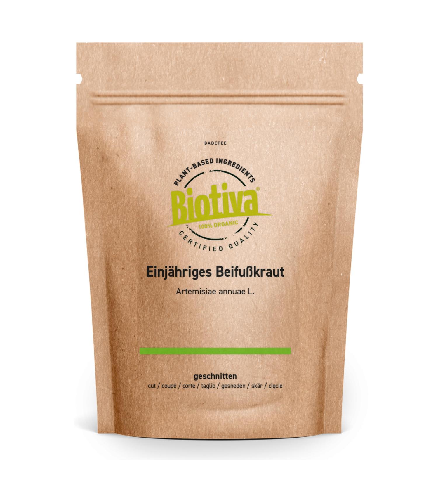 Biotiva DE- KO-005 Th de bain bio annua - 500 g (4 x 125 g) - 100 % Artemisia annua - S ch et coup - Id al pour bain complet et bain de pieds - Issu de l'agriculture biologique contr l e - Buy Online on GoSupps.com