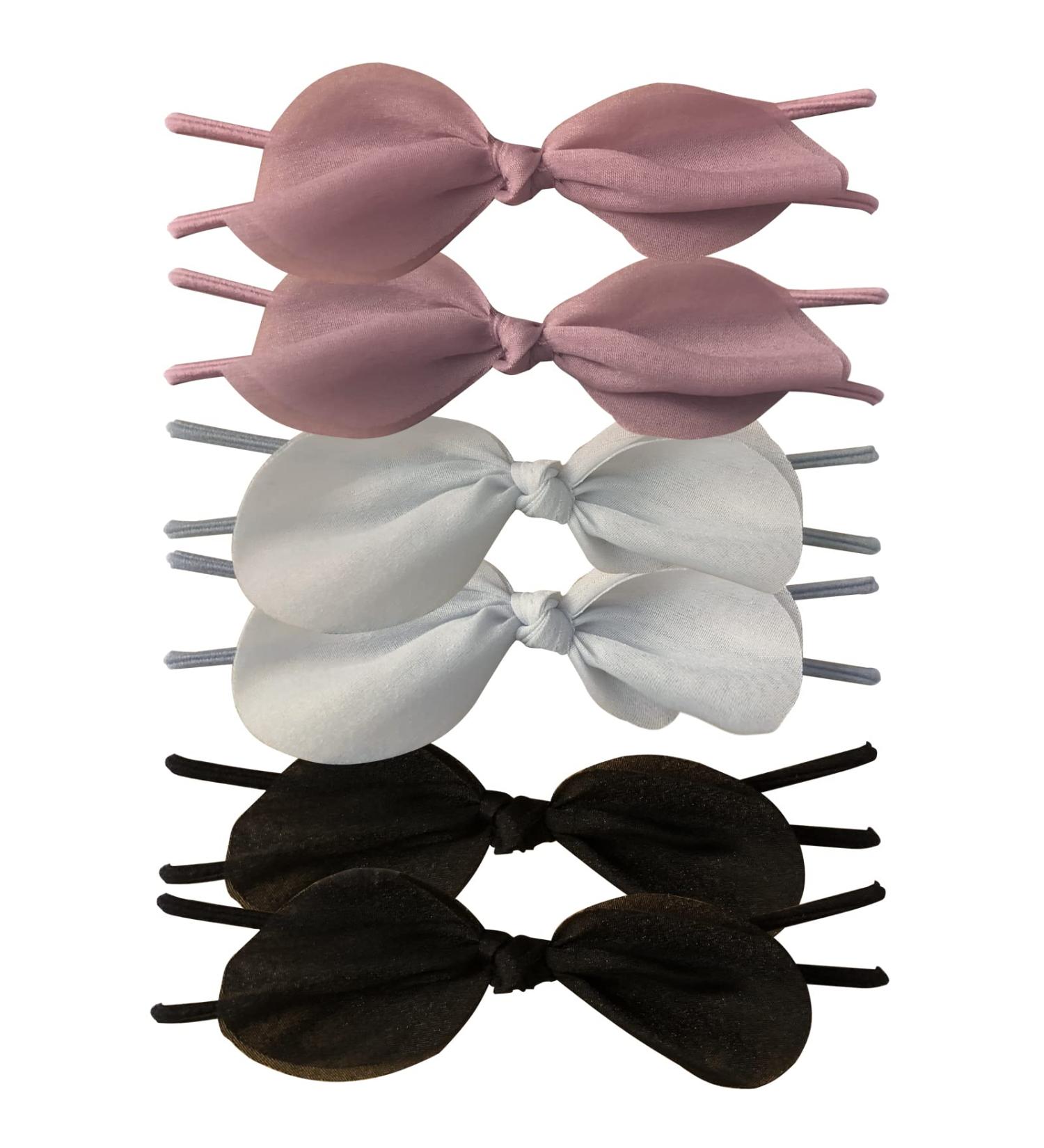 UaiUya 6pcs Bow Hair Tie Set - Elastic Hair Bands Ponytail Holder for Women and Girls - Pink/Grey/Black - Buy Online on GoSupps.com