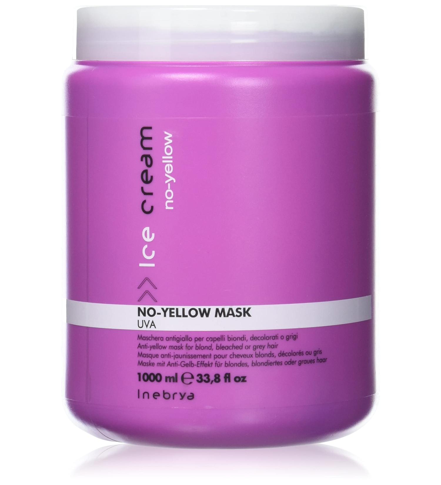 Inebrya Ice Cream No-Yellow Mask 1000ml for Lightened & Grey Blonde Hair - Anti-Yellowing Formula - Buy Online on GoSupps.com