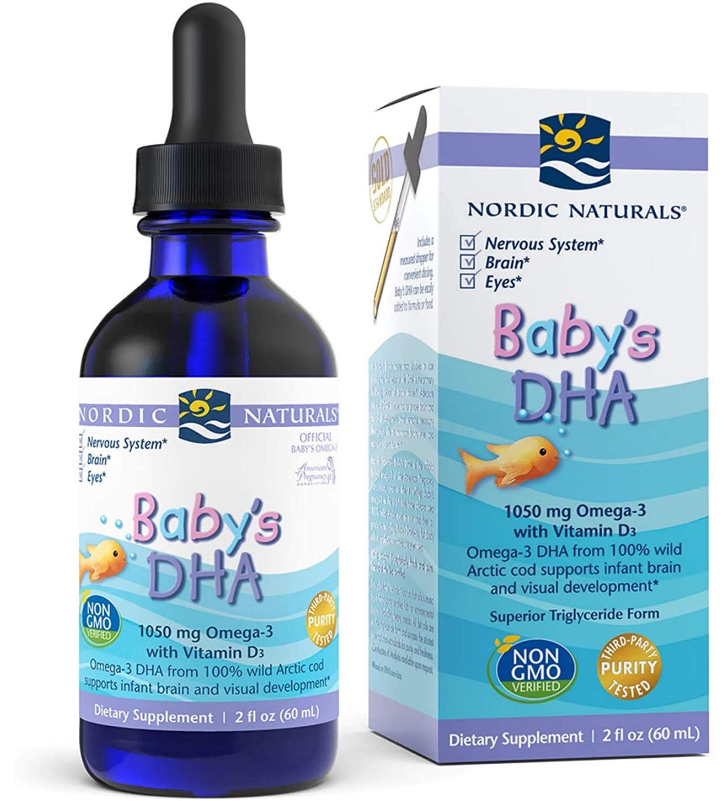 Nordic Naturals Baby's DHA Fish Oil 1050mg Omega-3 with Vitamin D3-60 ml.