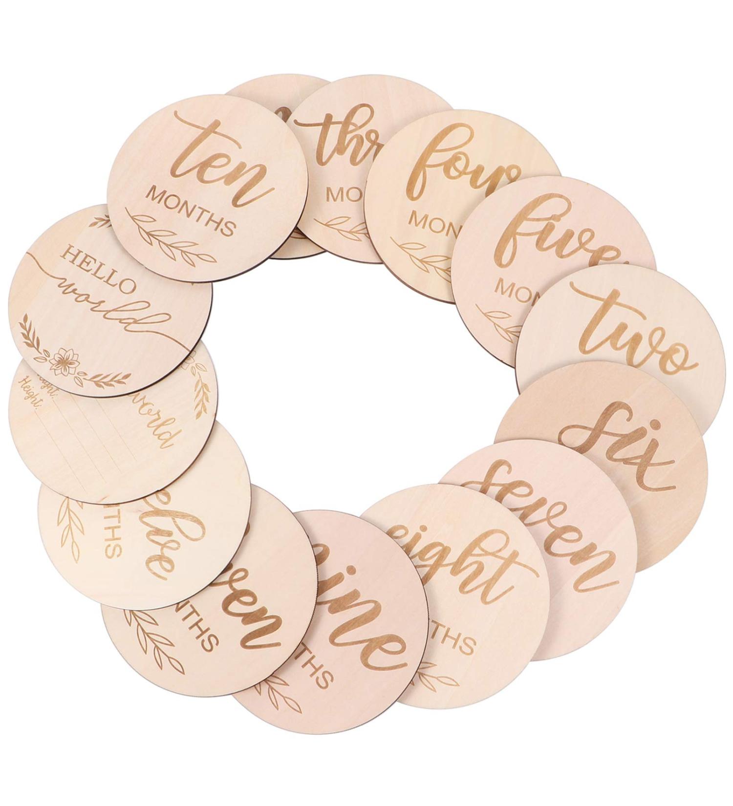 NUOBESTY Baby Monthly Milestone Wooden Cards - Newborn Photography Accessories for Baby Shower - Buy Online on GoSupps.com