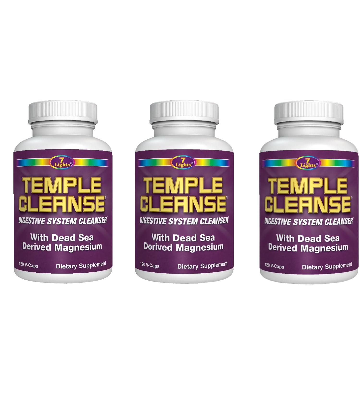 7 Lights Temple Cleanse|3-Pack Special, Magnesium, Oxygen-Based Colon Cleanse Detox, Relieves Occasional Constipation with No Gas or Bloating, Body Detox and Cleanse for Women & Men 120 Count (Pack of 3) - Buy Online on GoSupps.com