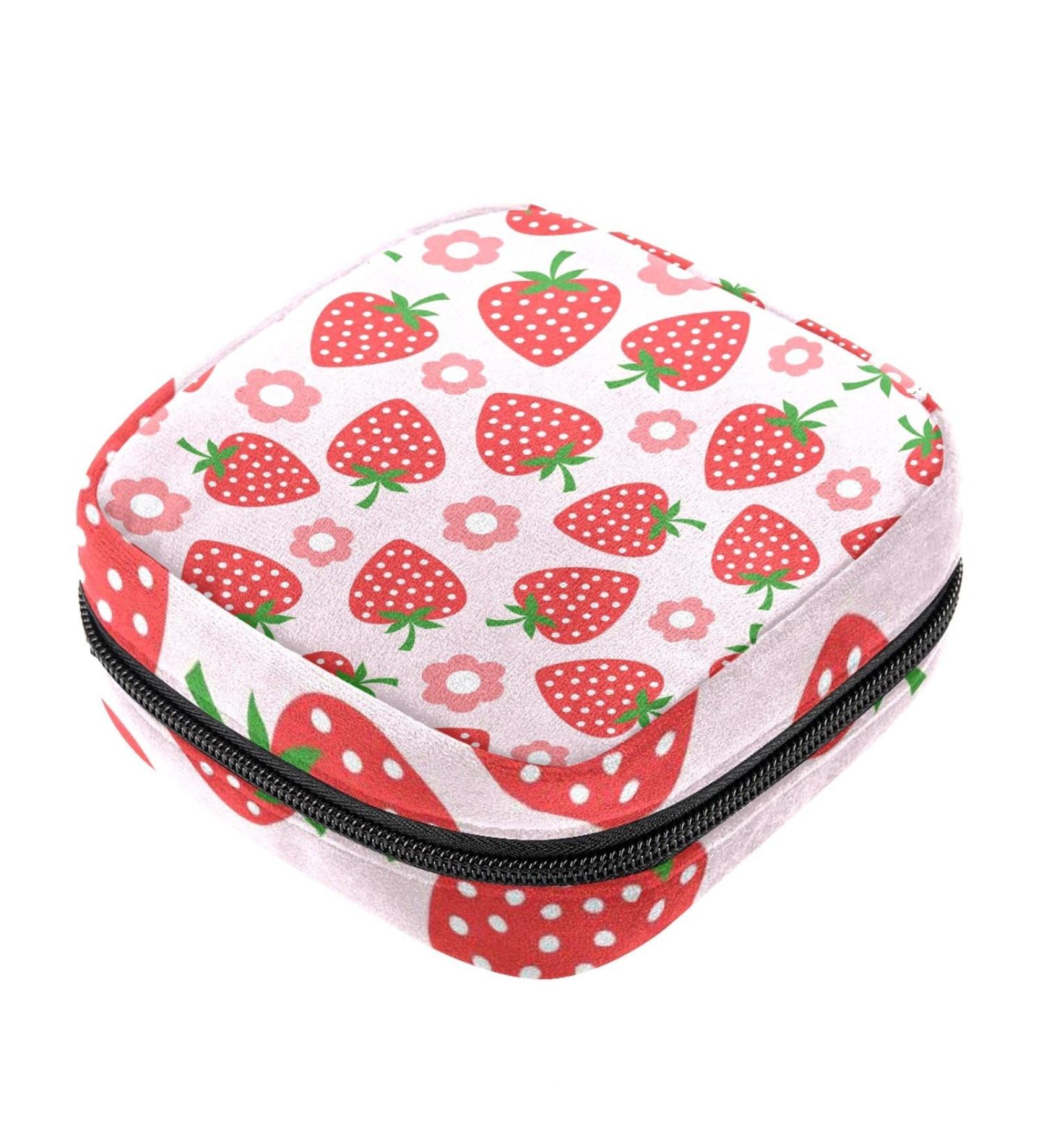 DIY Strawberry Flower Pattern Menstrual Cup & Sanitary Pad Storage Bag - Portable Period Kit for Women & Teens (Color 7) - Buy Online on GoSupps.com