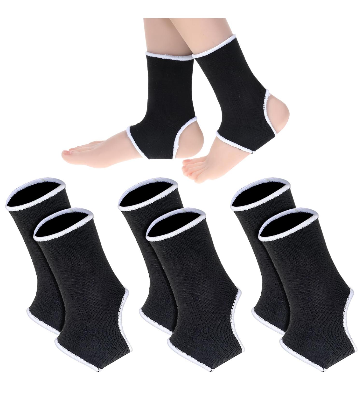 Prasacco Kids Ankle Brace Set - 6 Pieces/3 Pairs Elastic Compression Support Sleeves for Jogging Running & Sports - Black - Buy Online on GoSupps.com