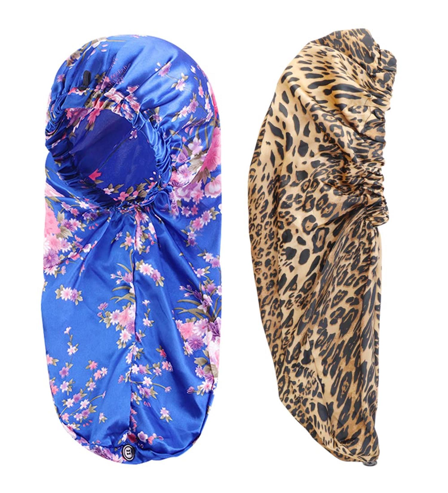 TCOTBE 2 Pack Soft Braid Bonnet Hair Cover for Women - Satin Elastic Sleeping Cap with Button - Leopard Printed Sleep Cap for Long Hair - Buy Online on GoSupps.com